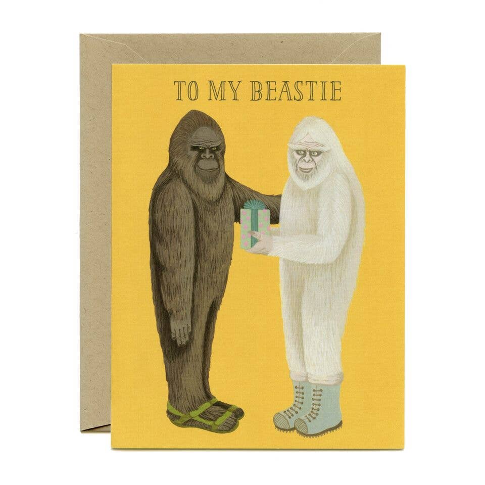 Beastie Bigfoot Sasquatch & Yeti Best Friends Birthday Card
