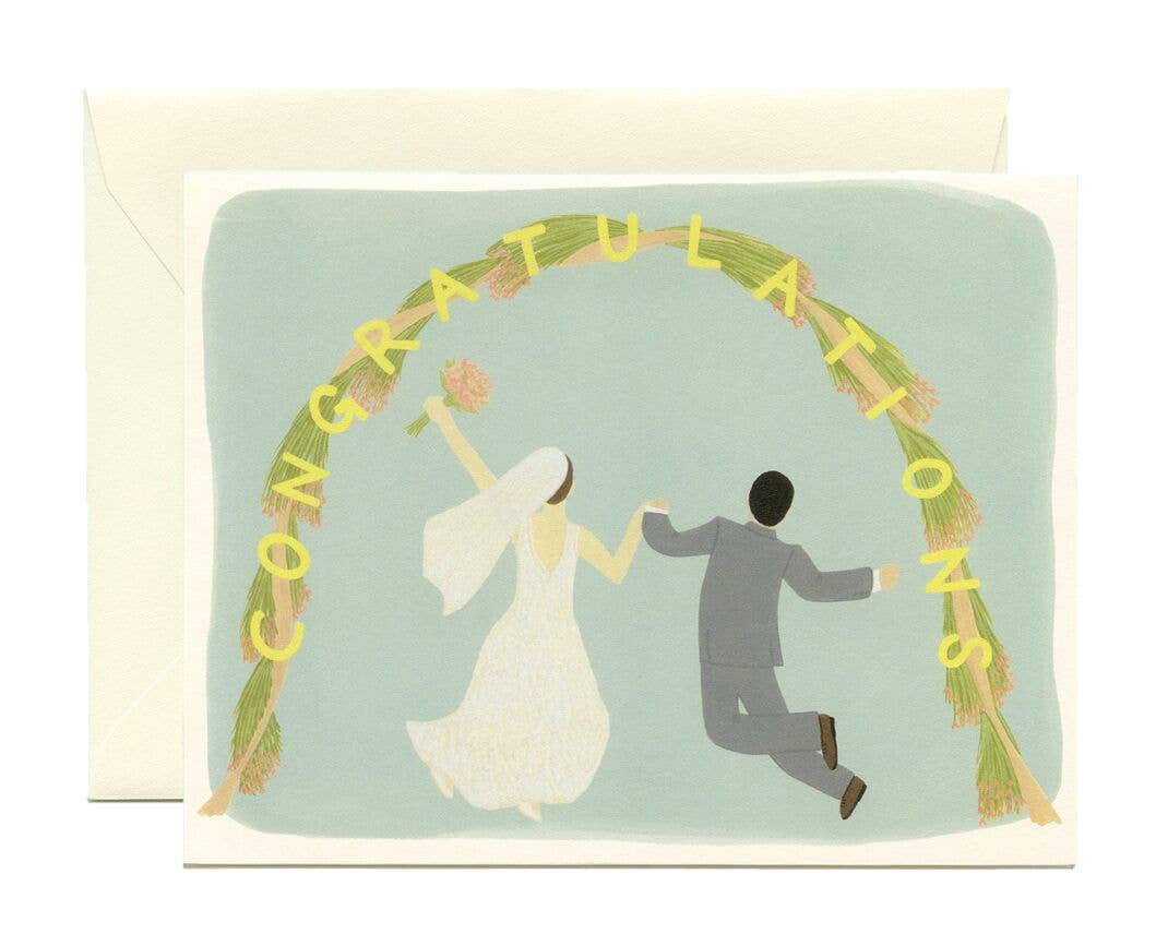 Bride & Groom Flower Arch Ceremony Wedding Card