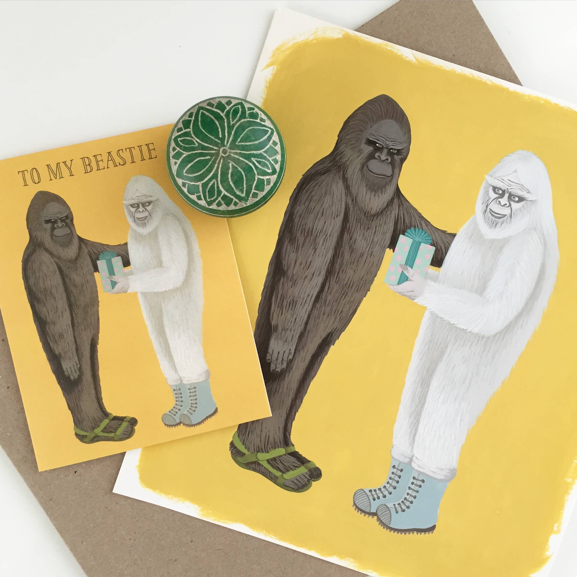 Beastie Bigfoot Sasquatch & Yeti Best Friends Birthday Card