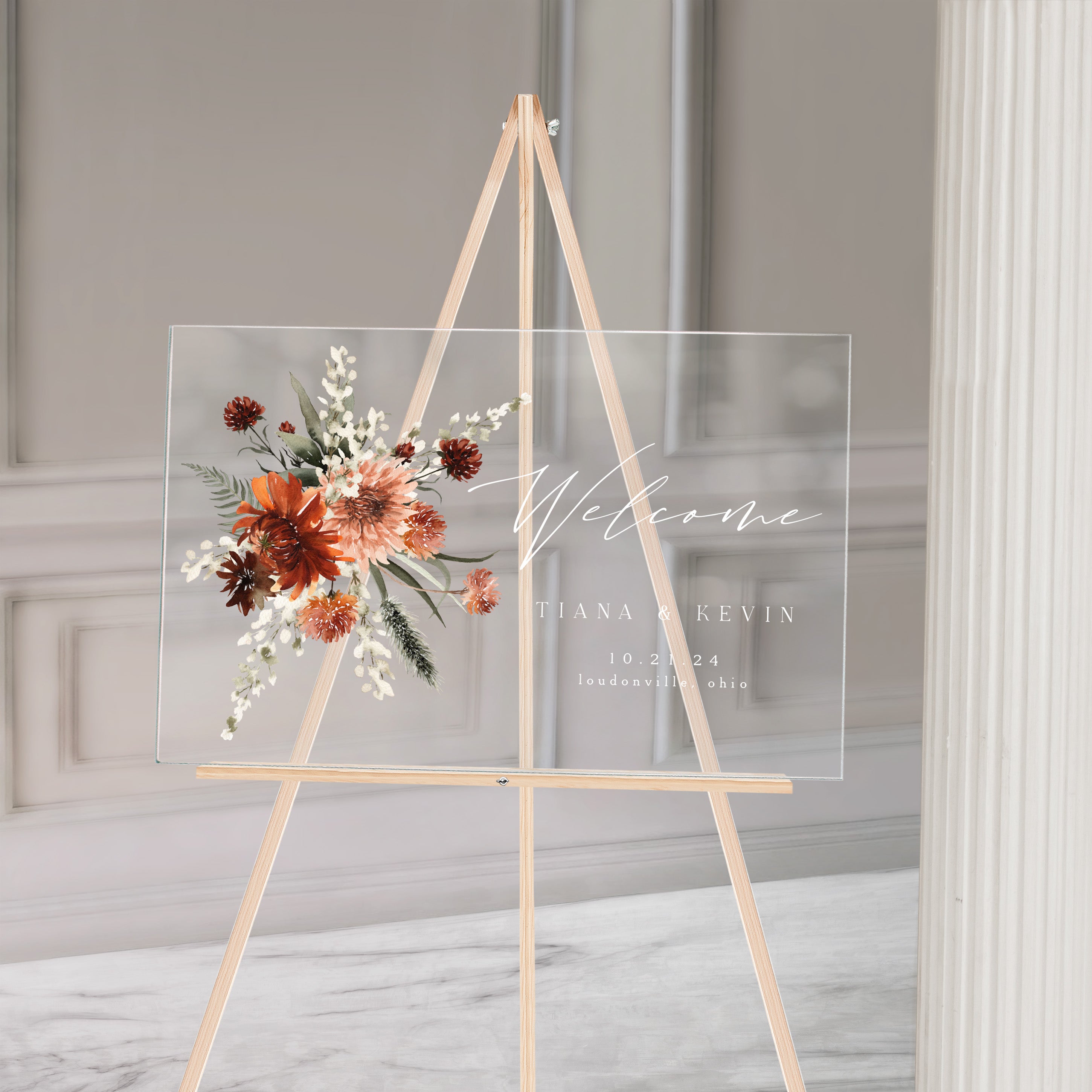 Autumn Gardens Acrylic Wedding Sign