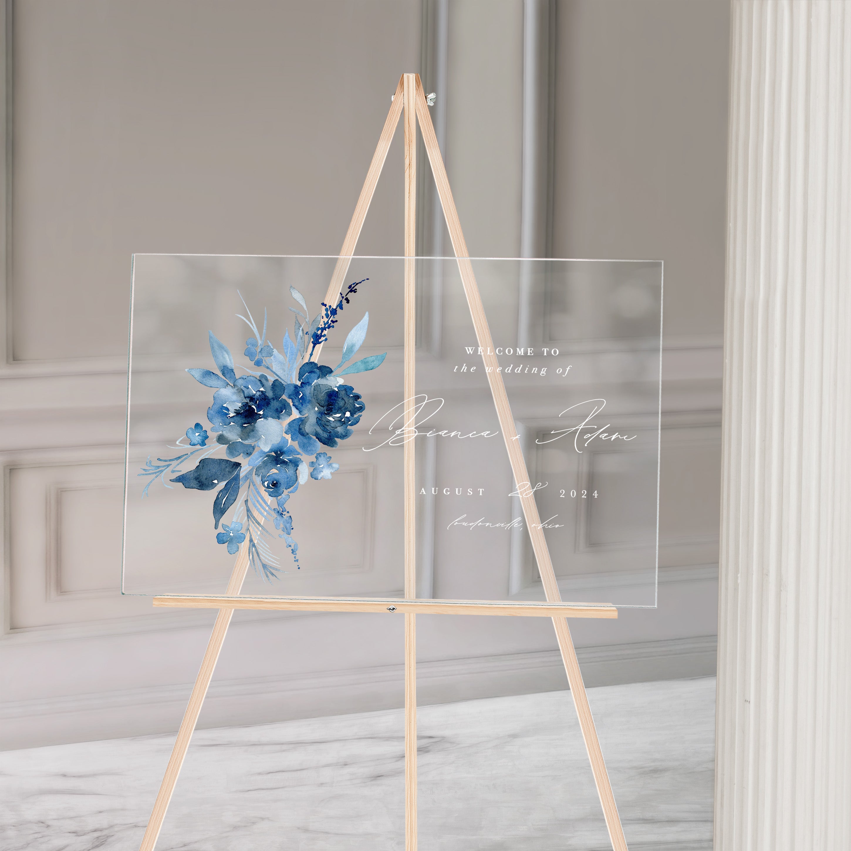 Dusty Blue Acrylic Wedding Sign