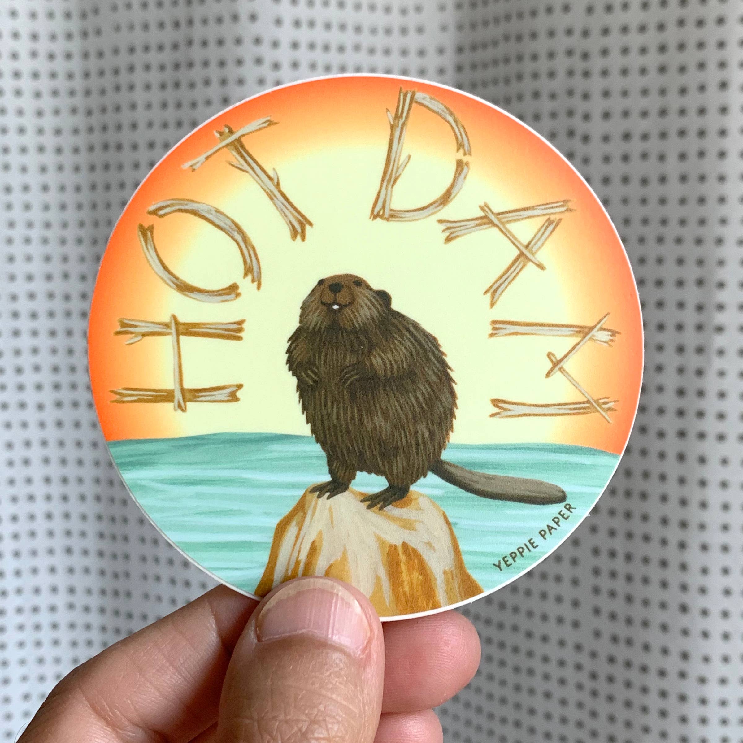 Hot Dam Beaver Sunset Sticker