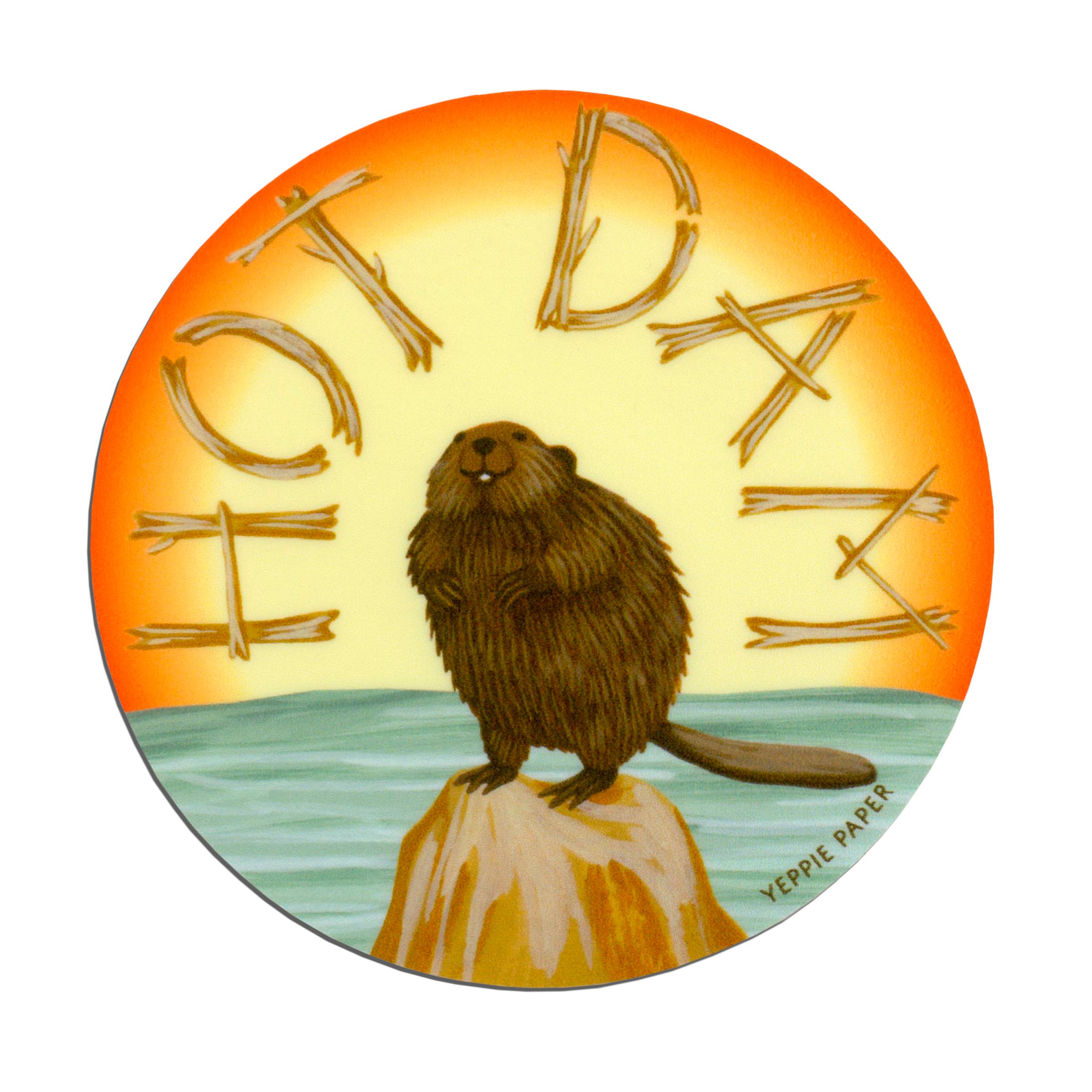 Hot Dam Beaver Sunset Sticker