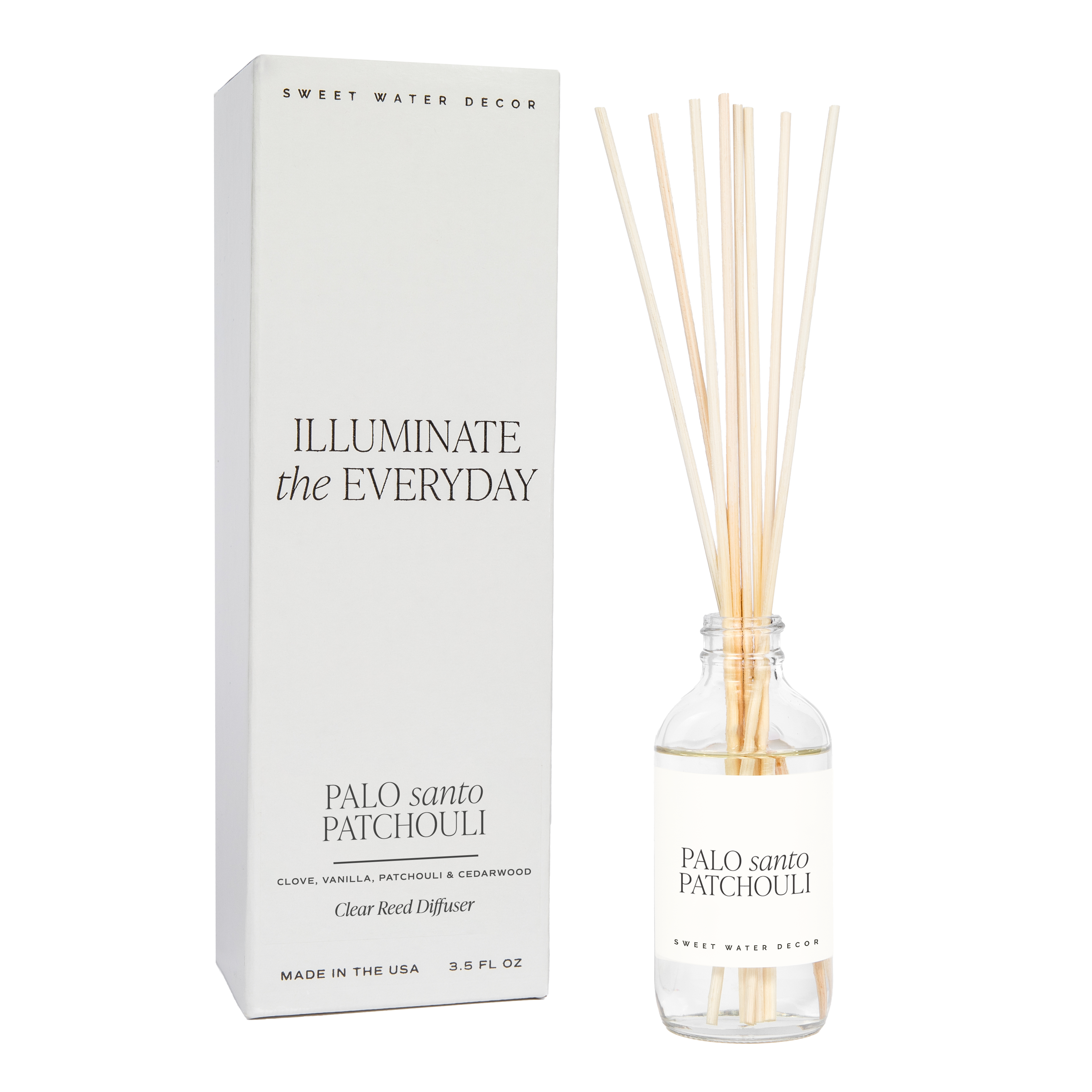Palo Santo Patchouli Clear Reed Diffuser - Home Decor & Gift