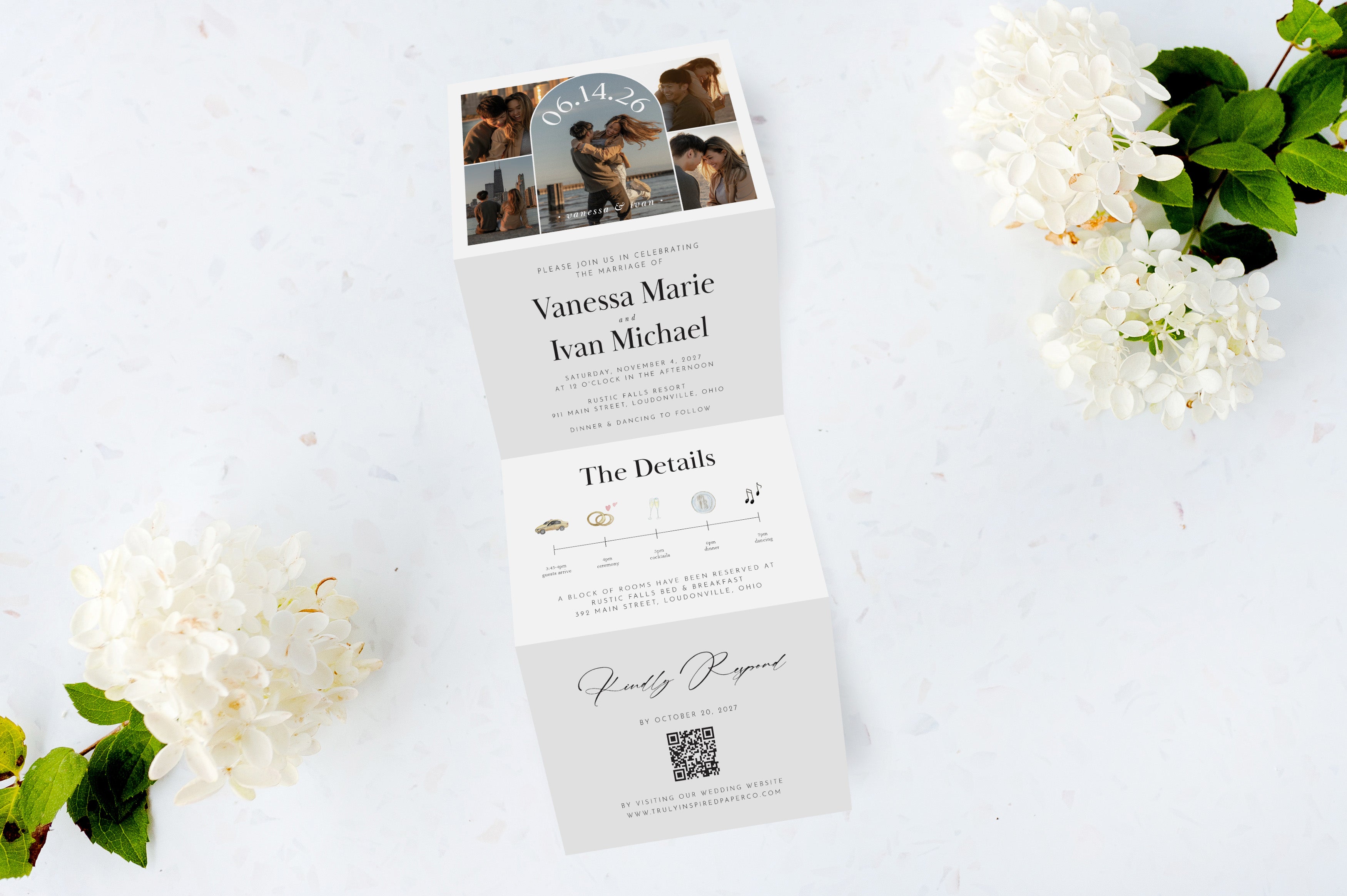Arch Collage Tri Fold Invitation