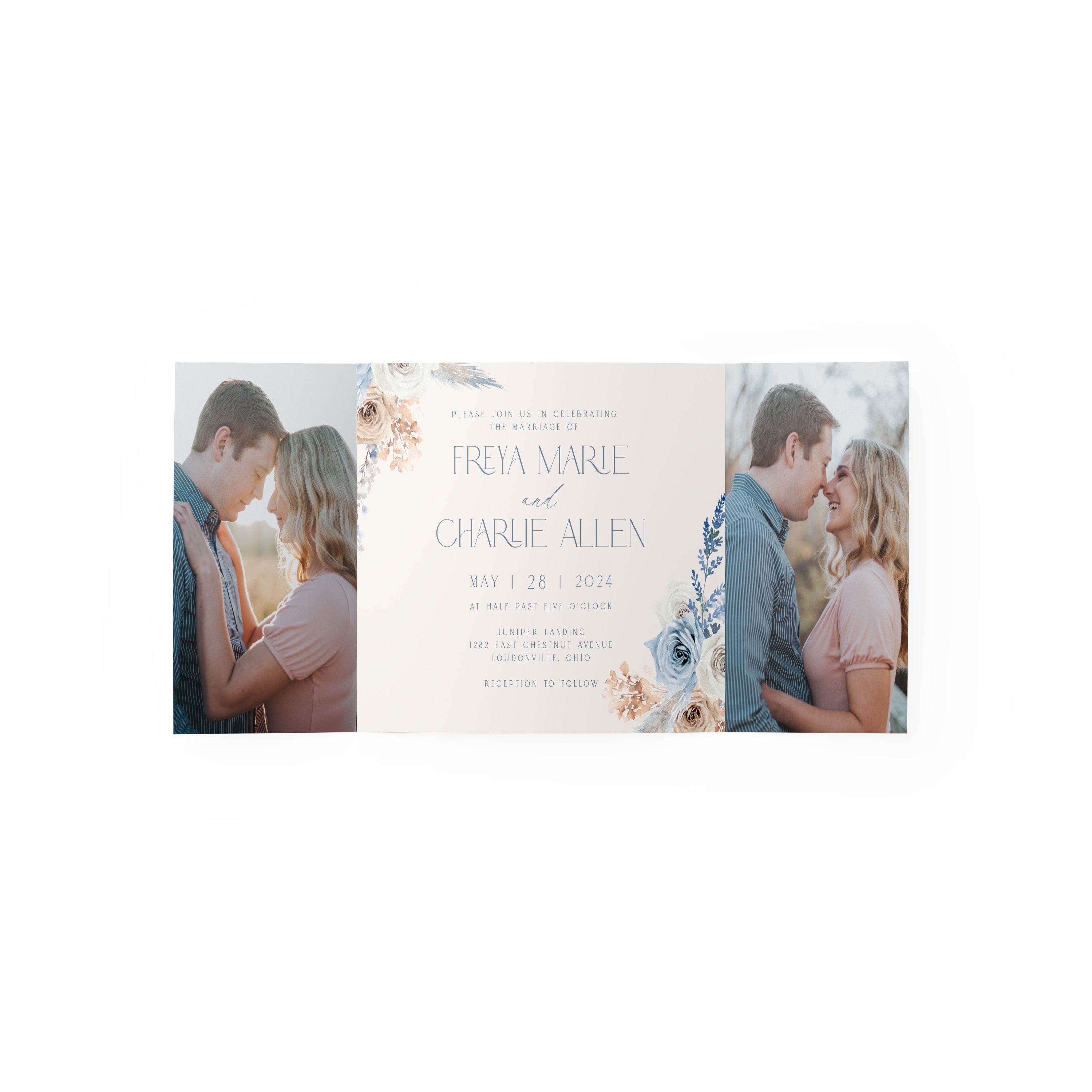 Blue Boho Freya Gate Fold Invitation