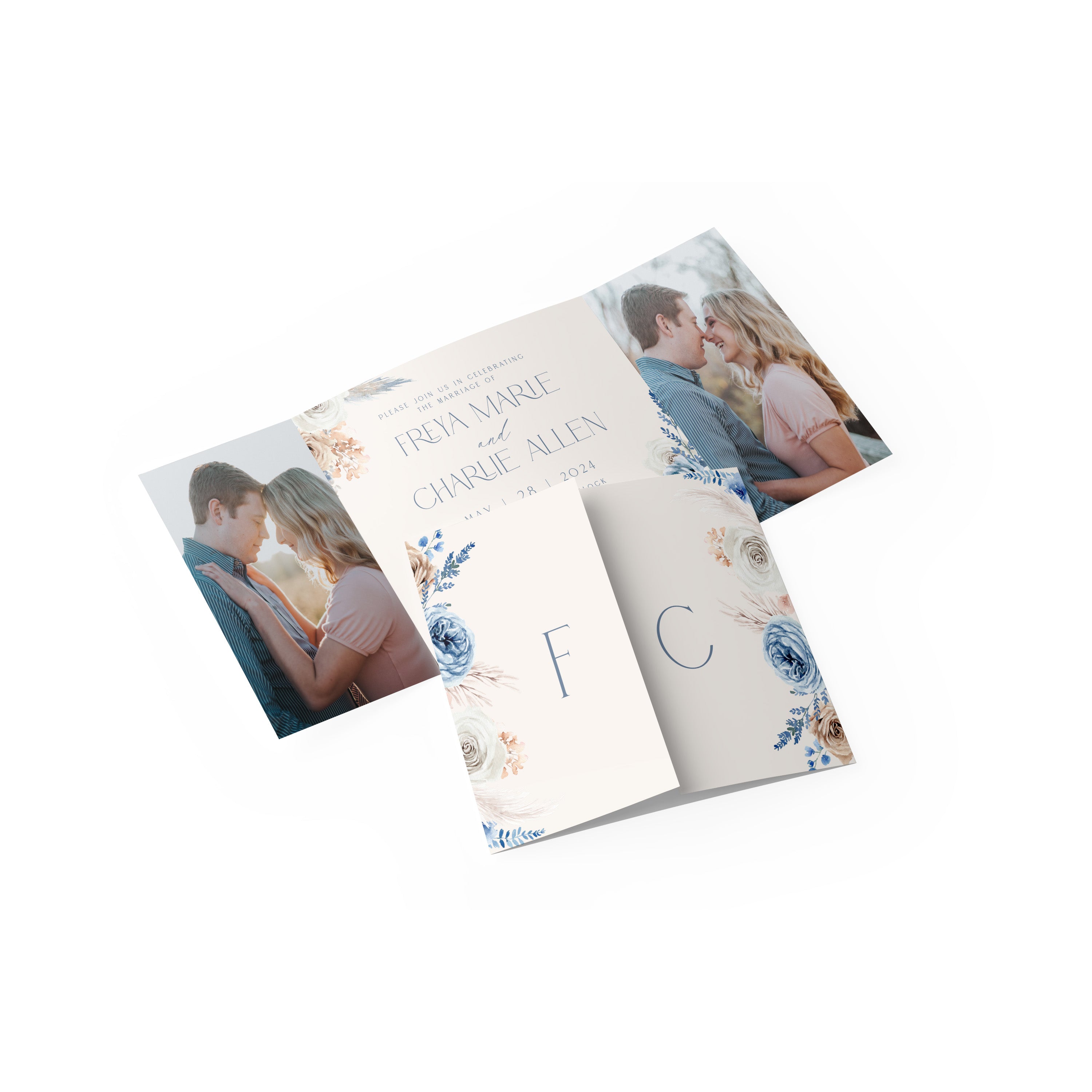 Blue Boho Freya Gate Fold Invitation