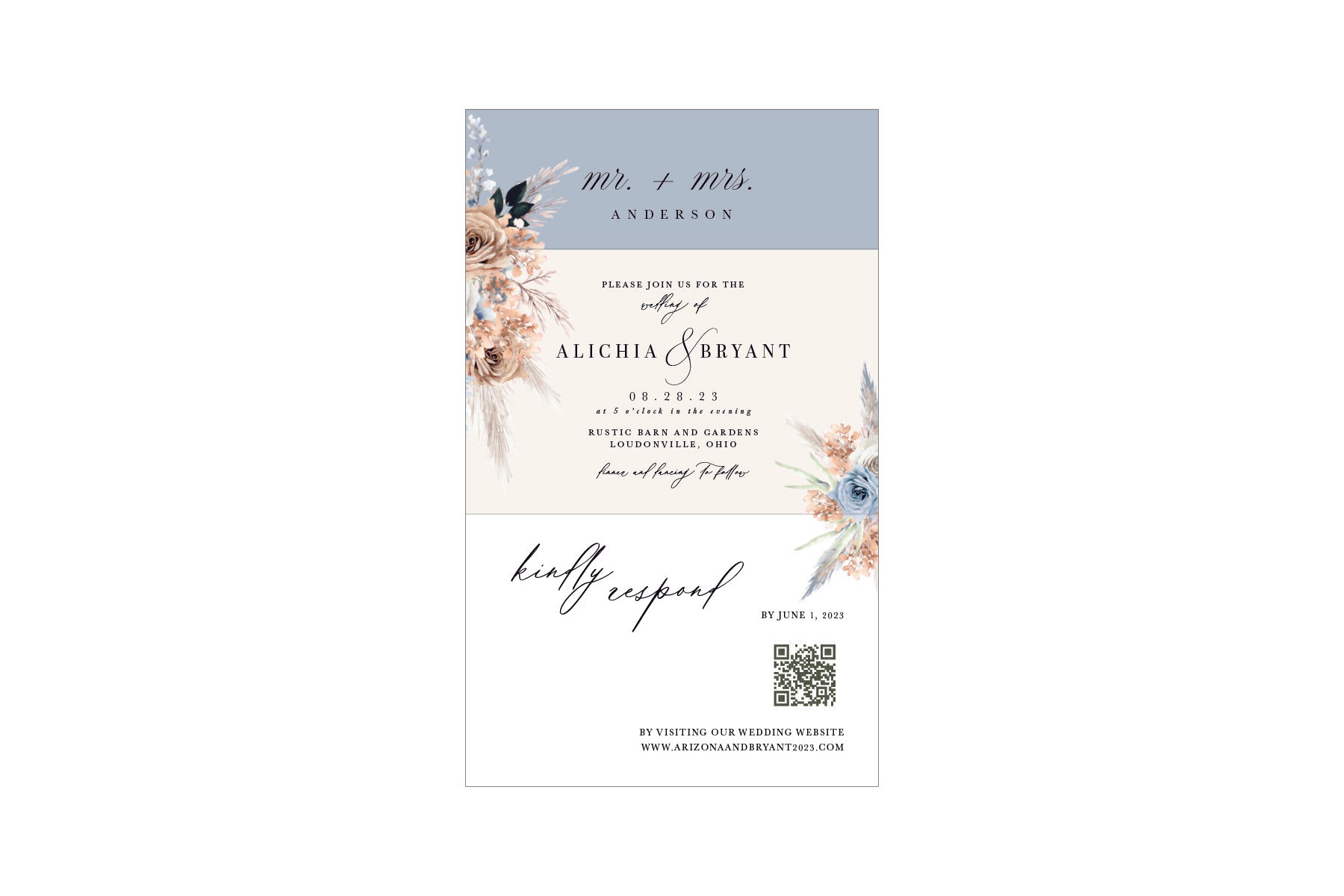 Blue Boho Seal & Send Invitation