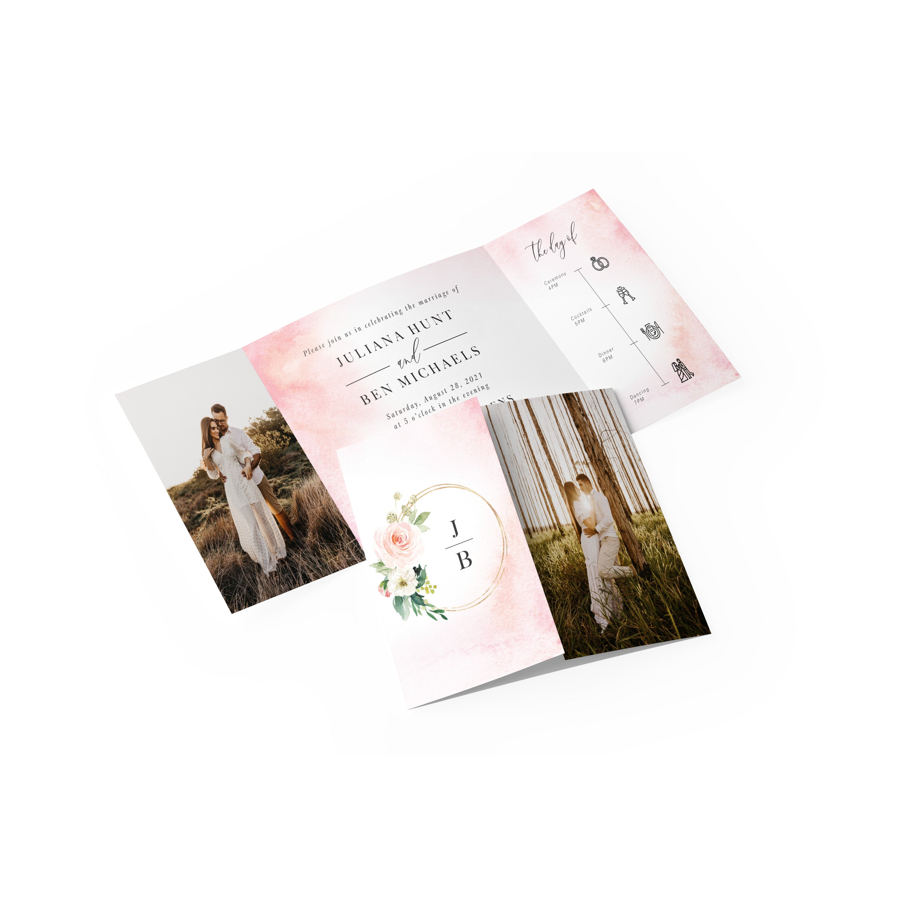 Blush Frame Gate Fold Invitation