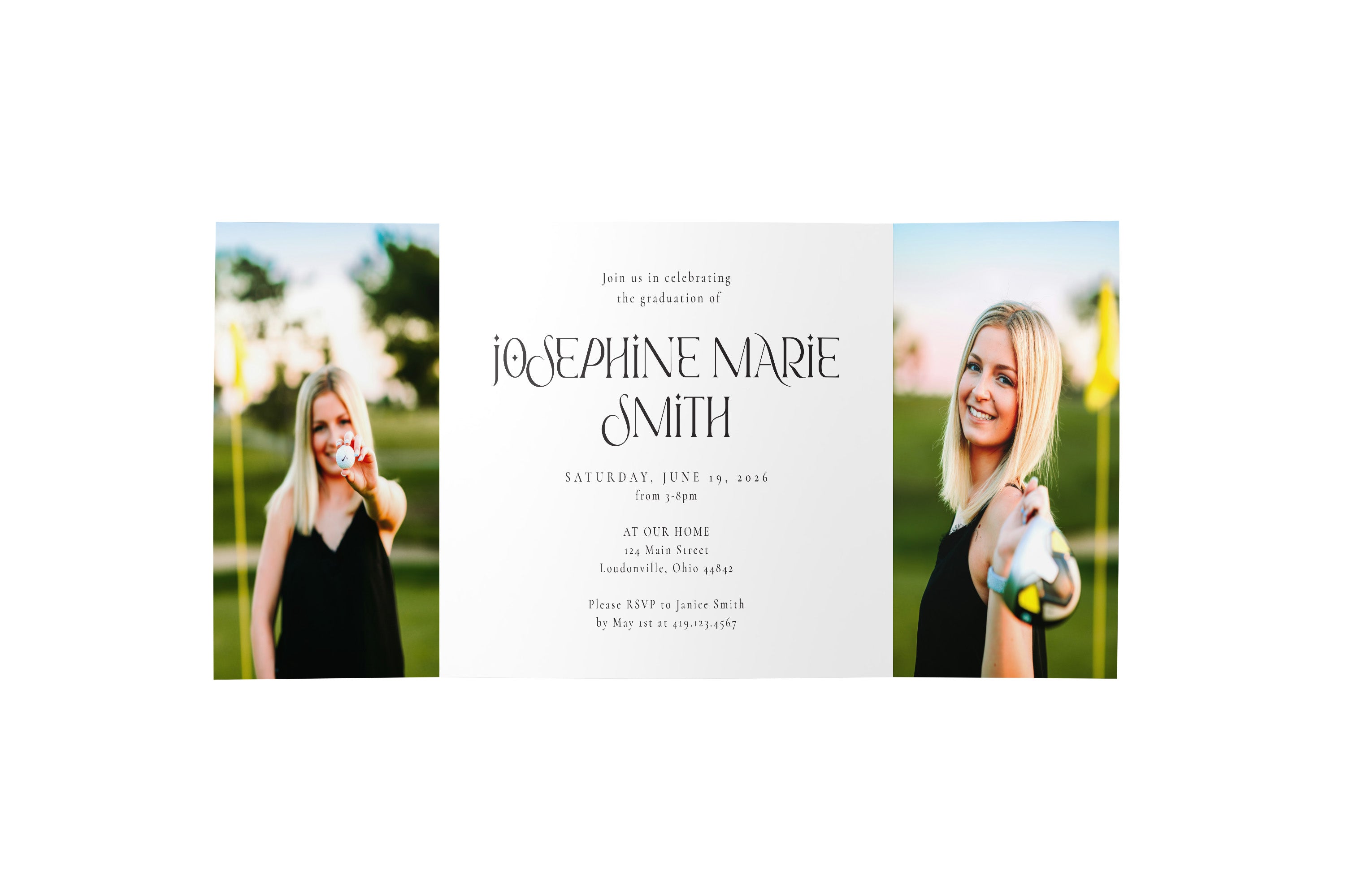 Boho Date Graduation Gate Fold Invitation