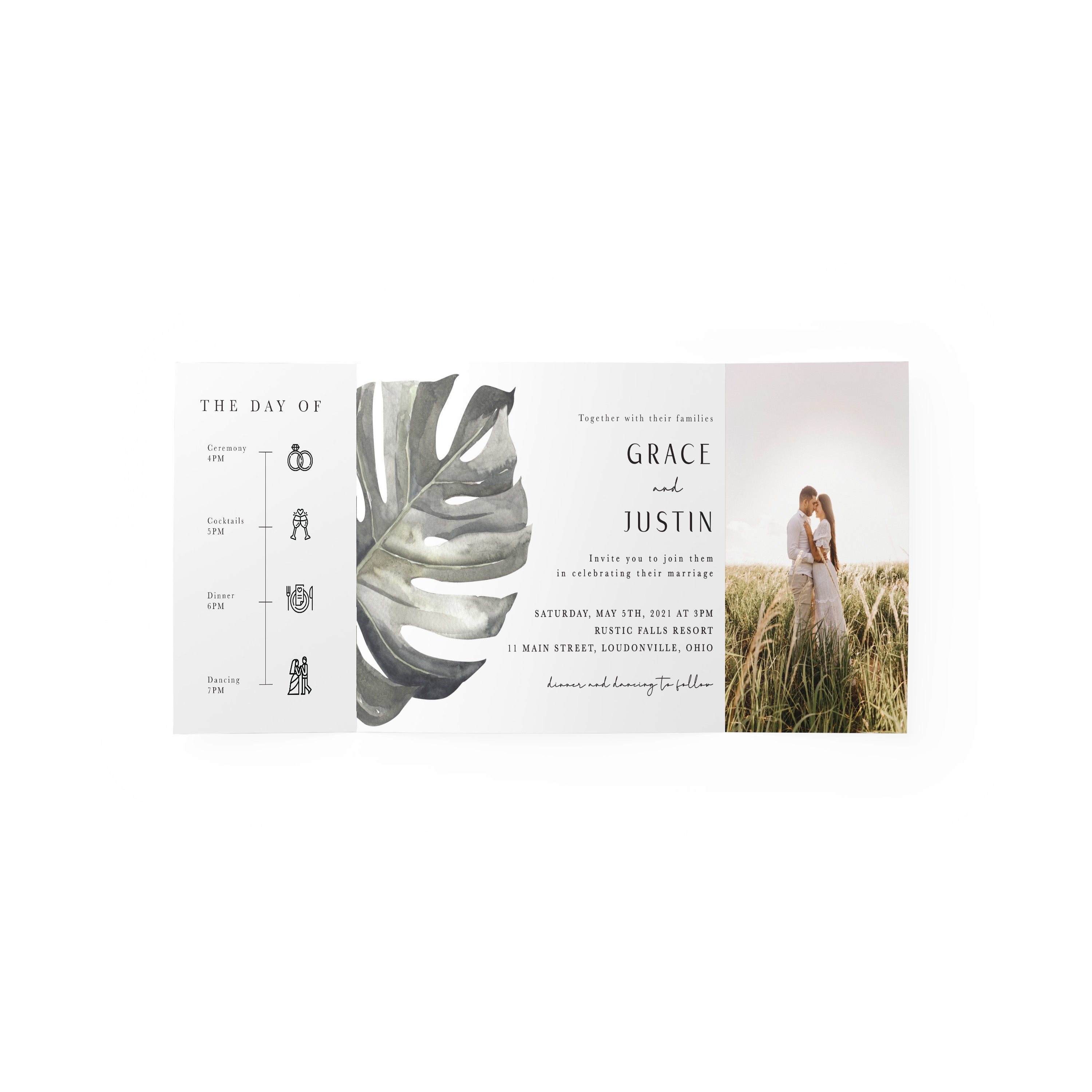 Full Palm Leaf Gate Fold Invitation