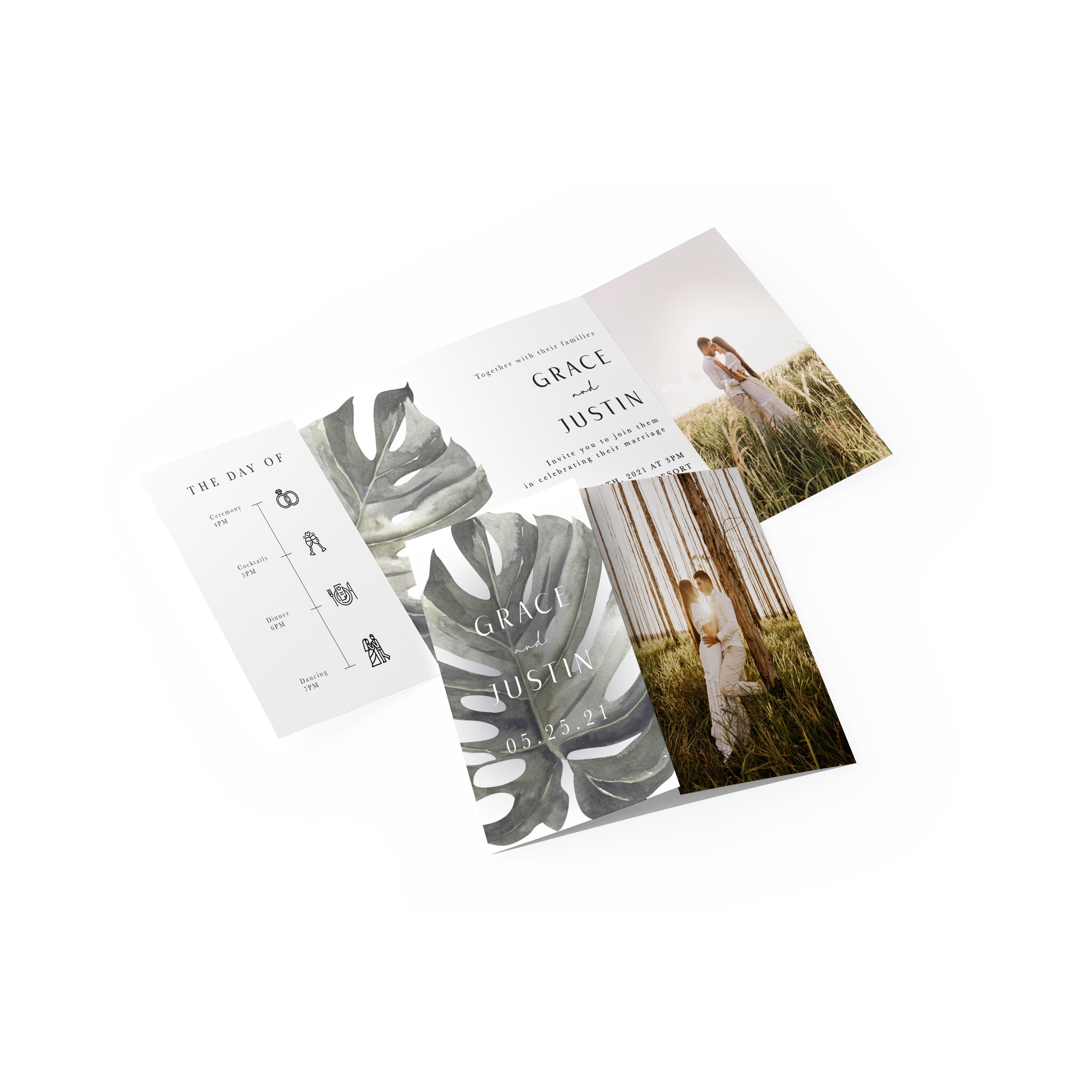 Full Palm Leaf Gate Fold Invitation