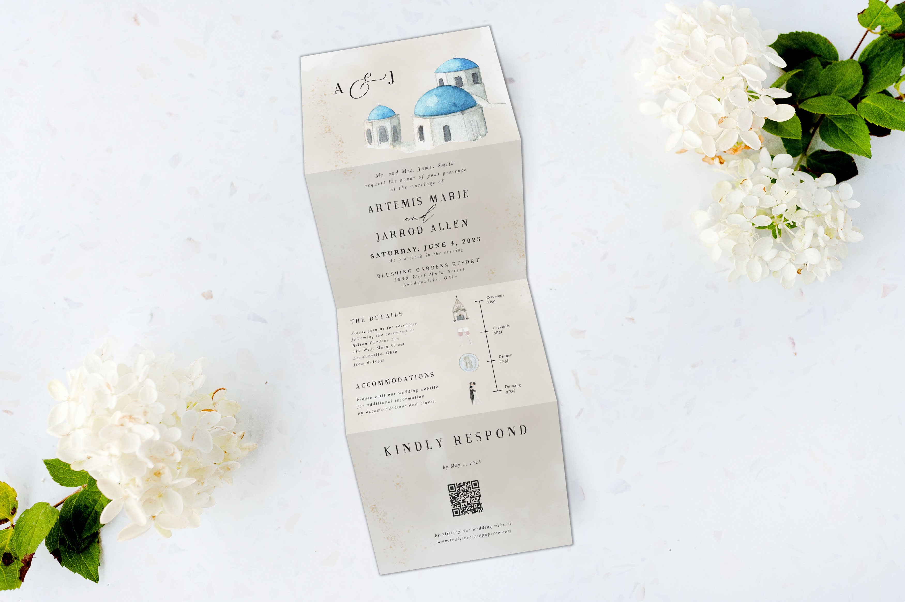 Greece Tri Fold Invitation