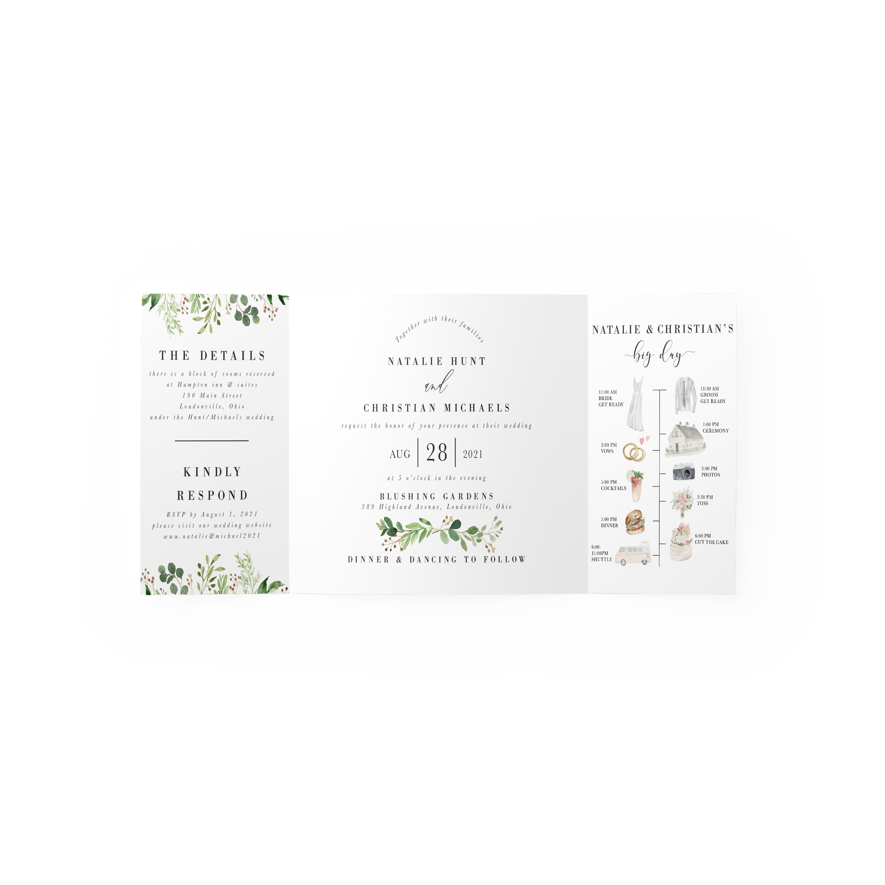 Rustic Greenery Gate Fold Invitation