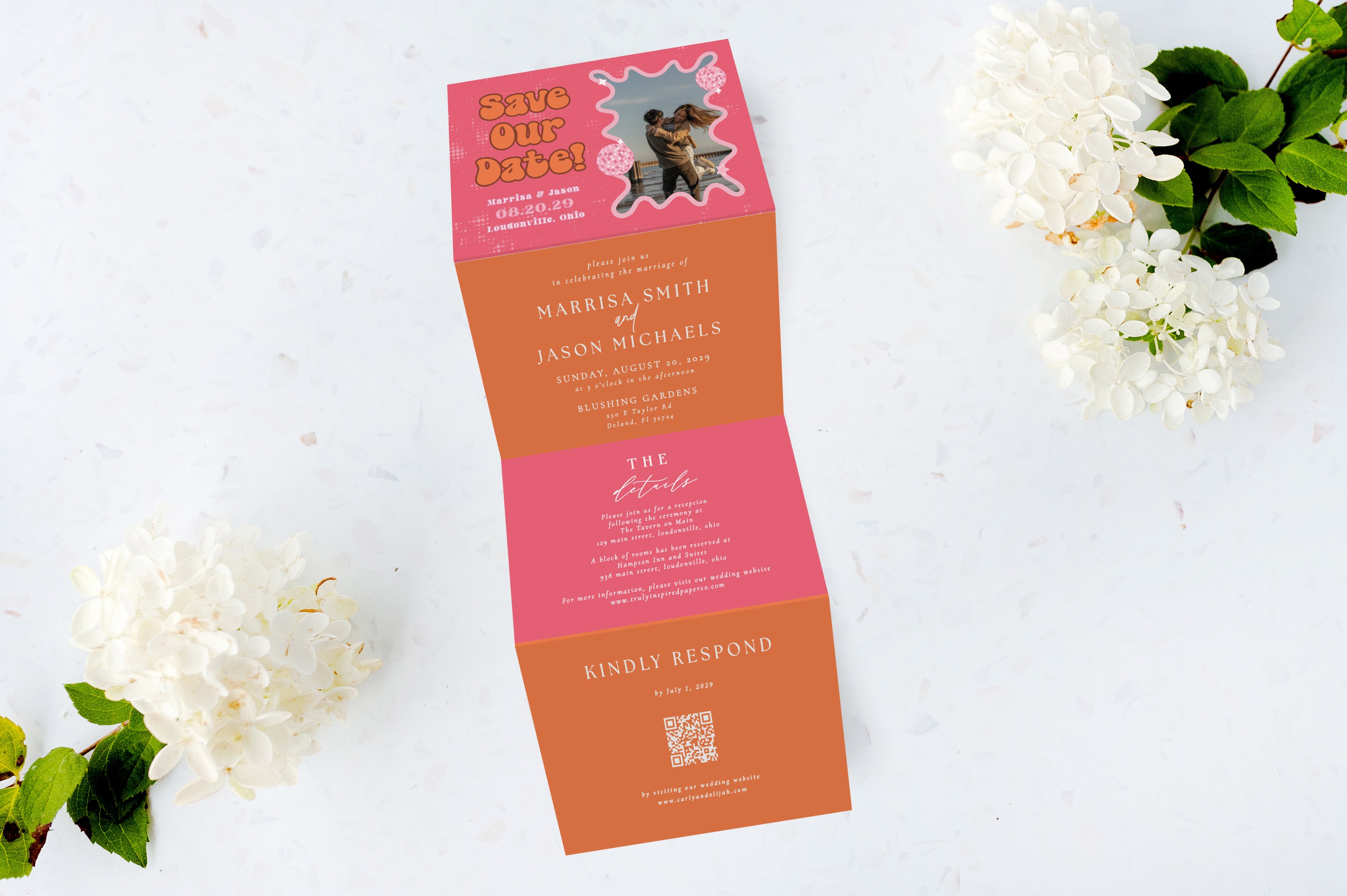 Save the Date | Groovy | Tri Fold Invitation