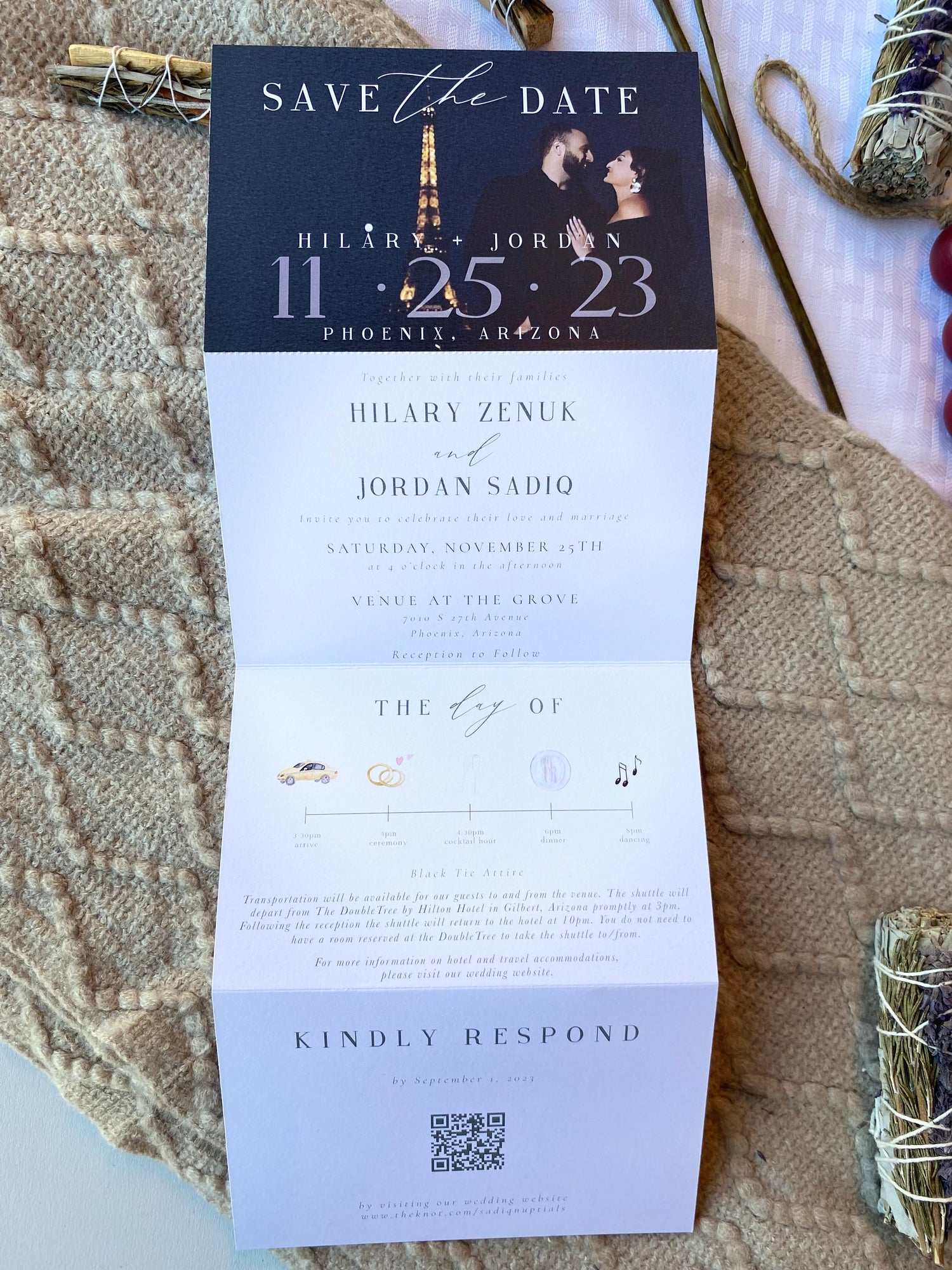 Save the Date + Photo Tri Fold Invitation