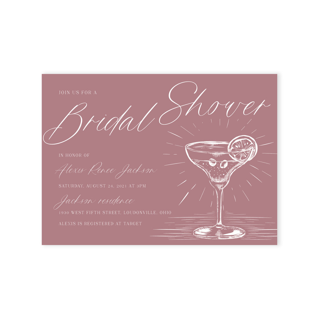Cocktails Bridal Shower Invite