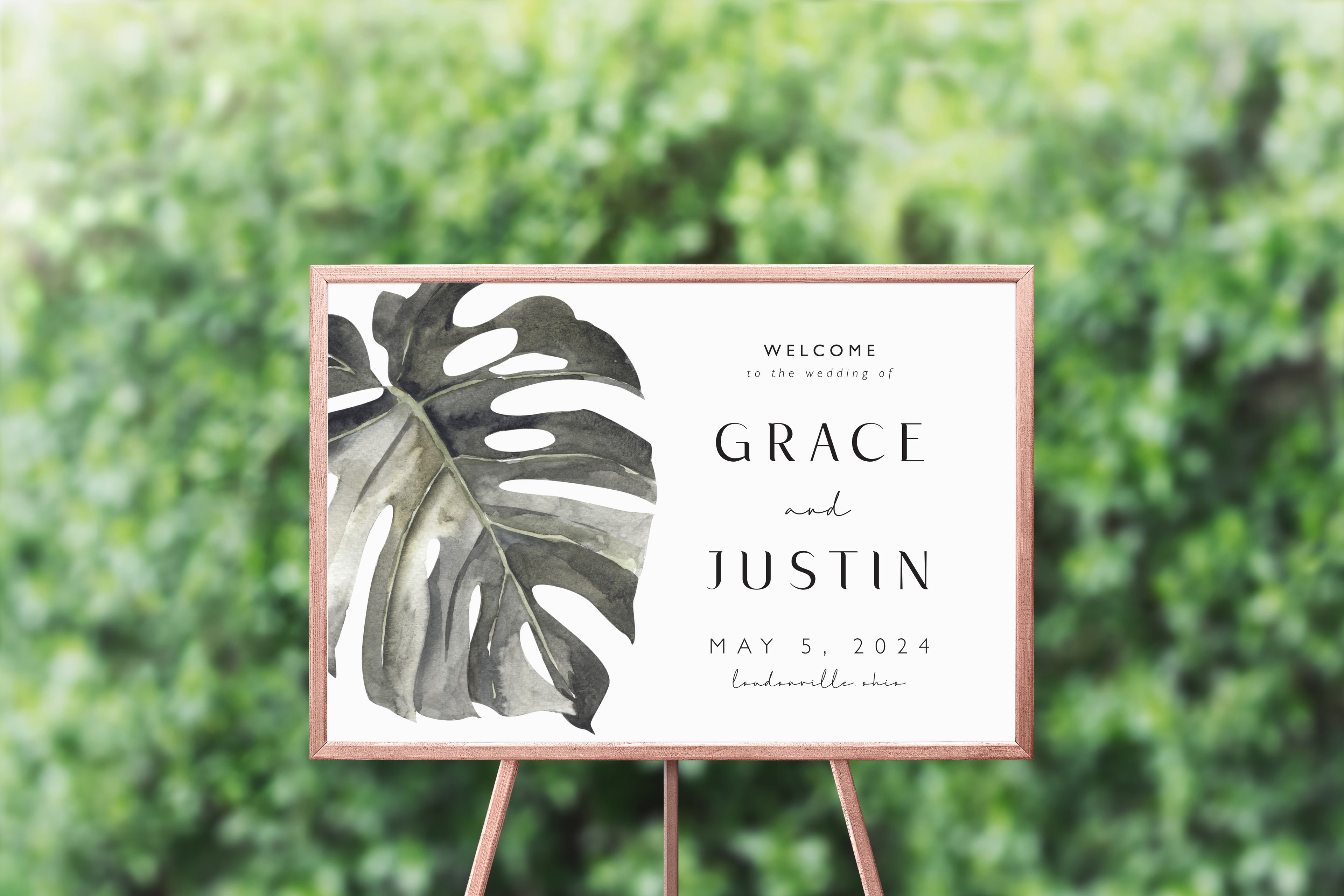 Full Palm Leaf Welcome Sign