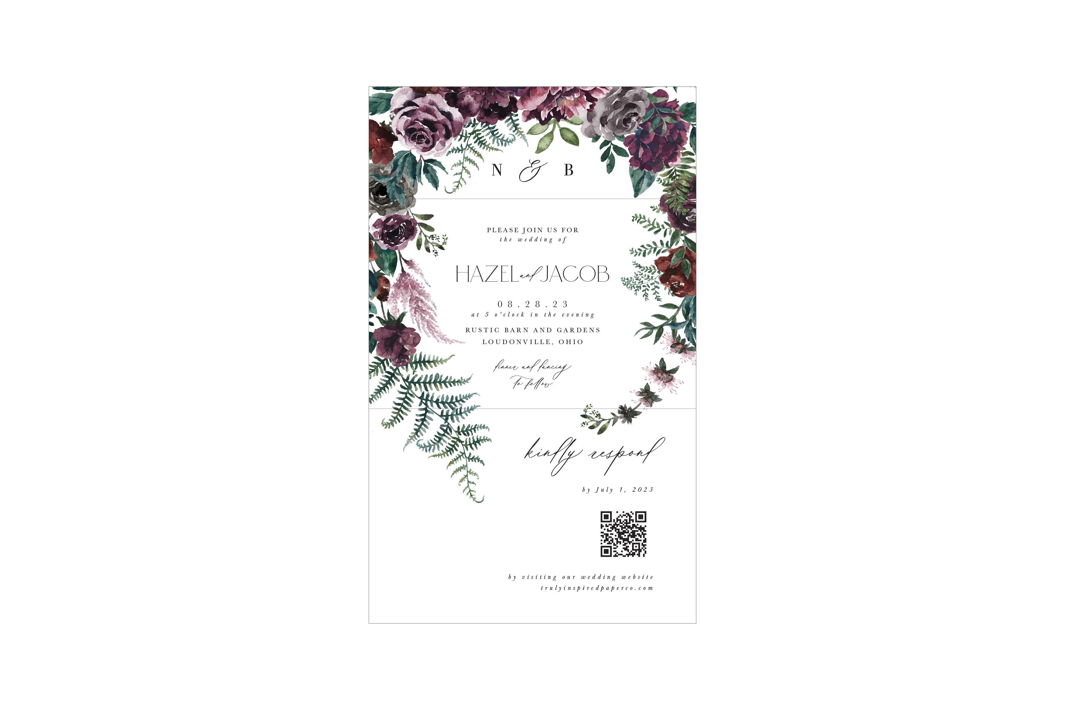 Moody Floral Seal & Send Invitation