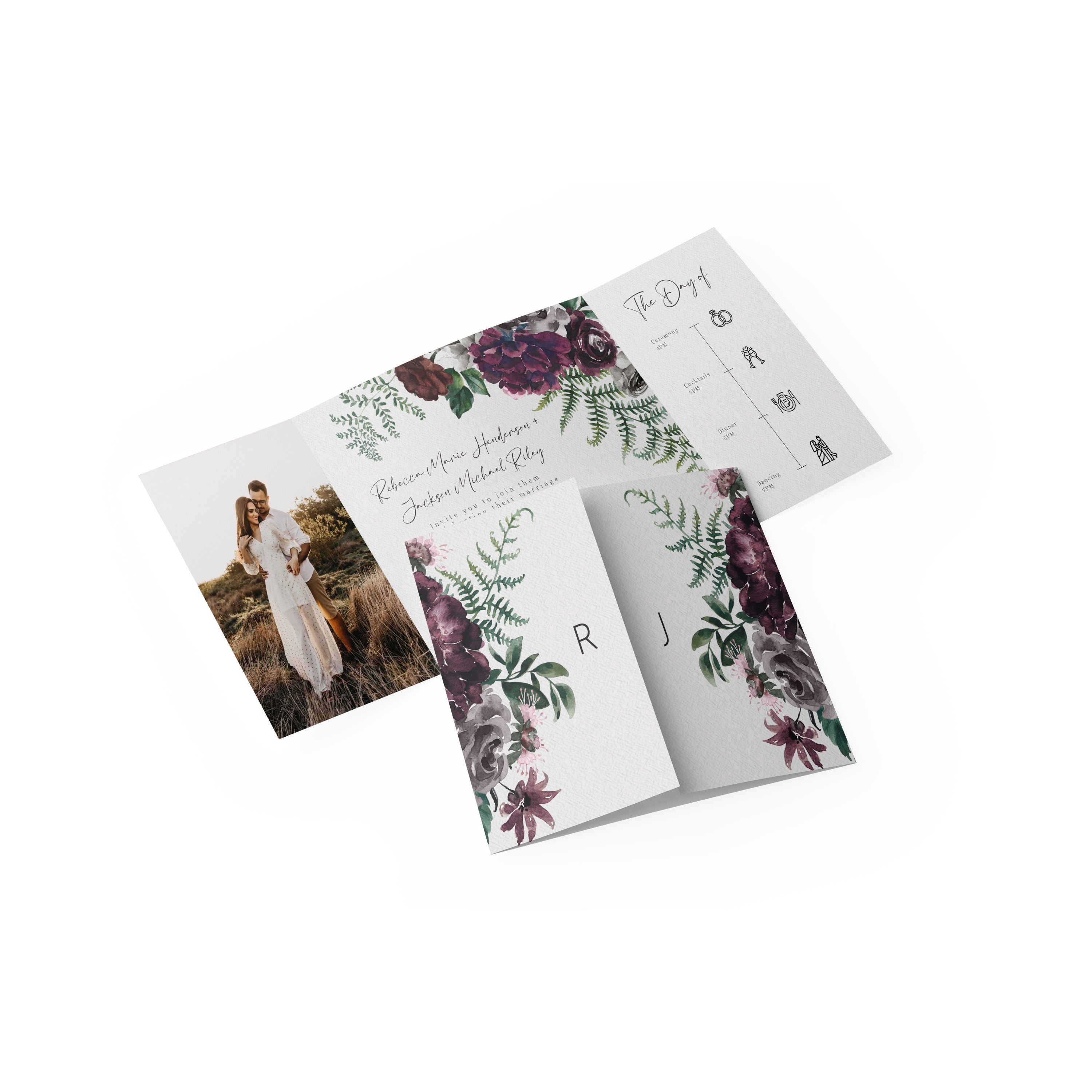 Moody Florals Gate Fold Invitation