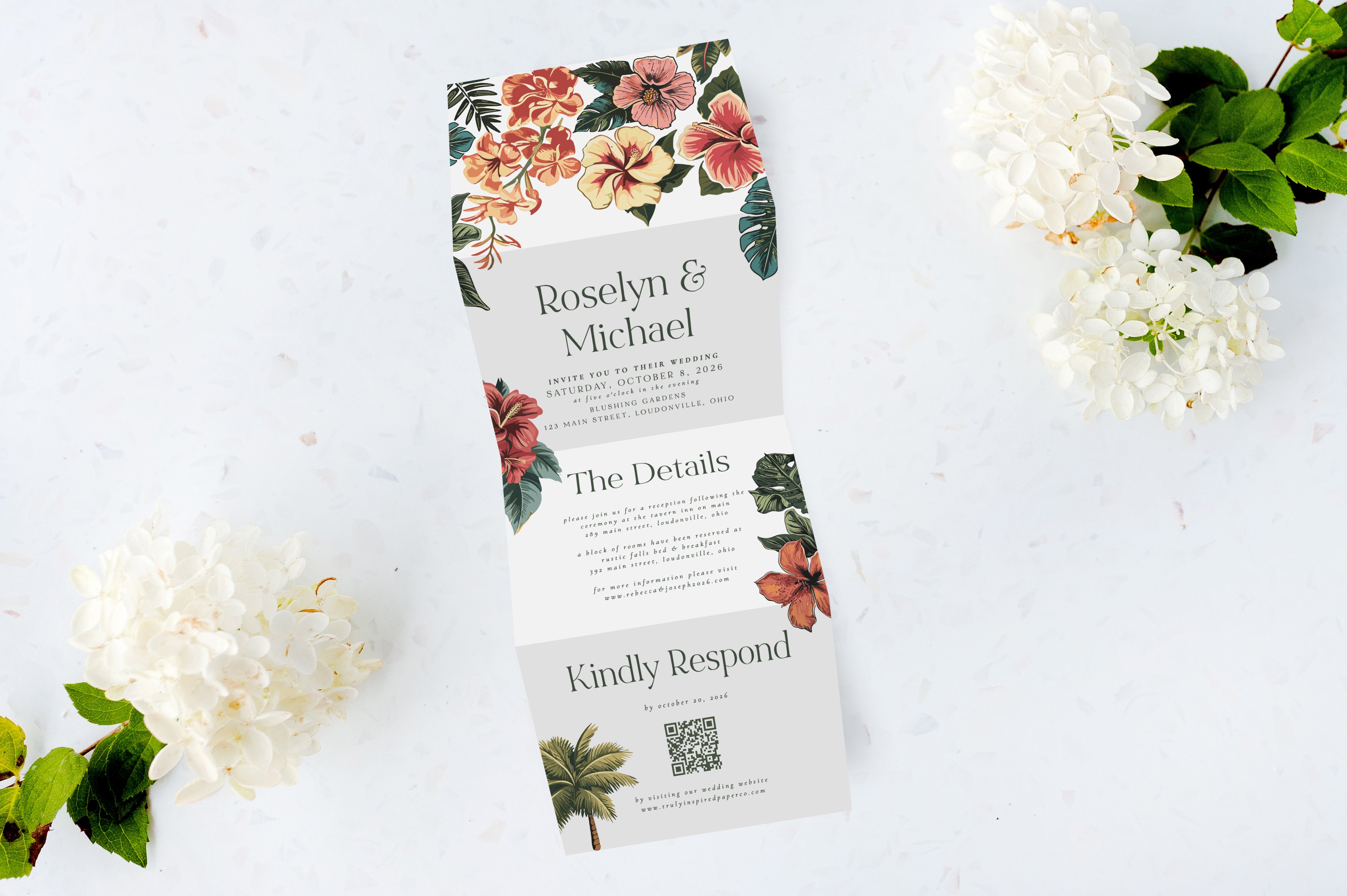 Painted Tropical Tri Fold Invitation