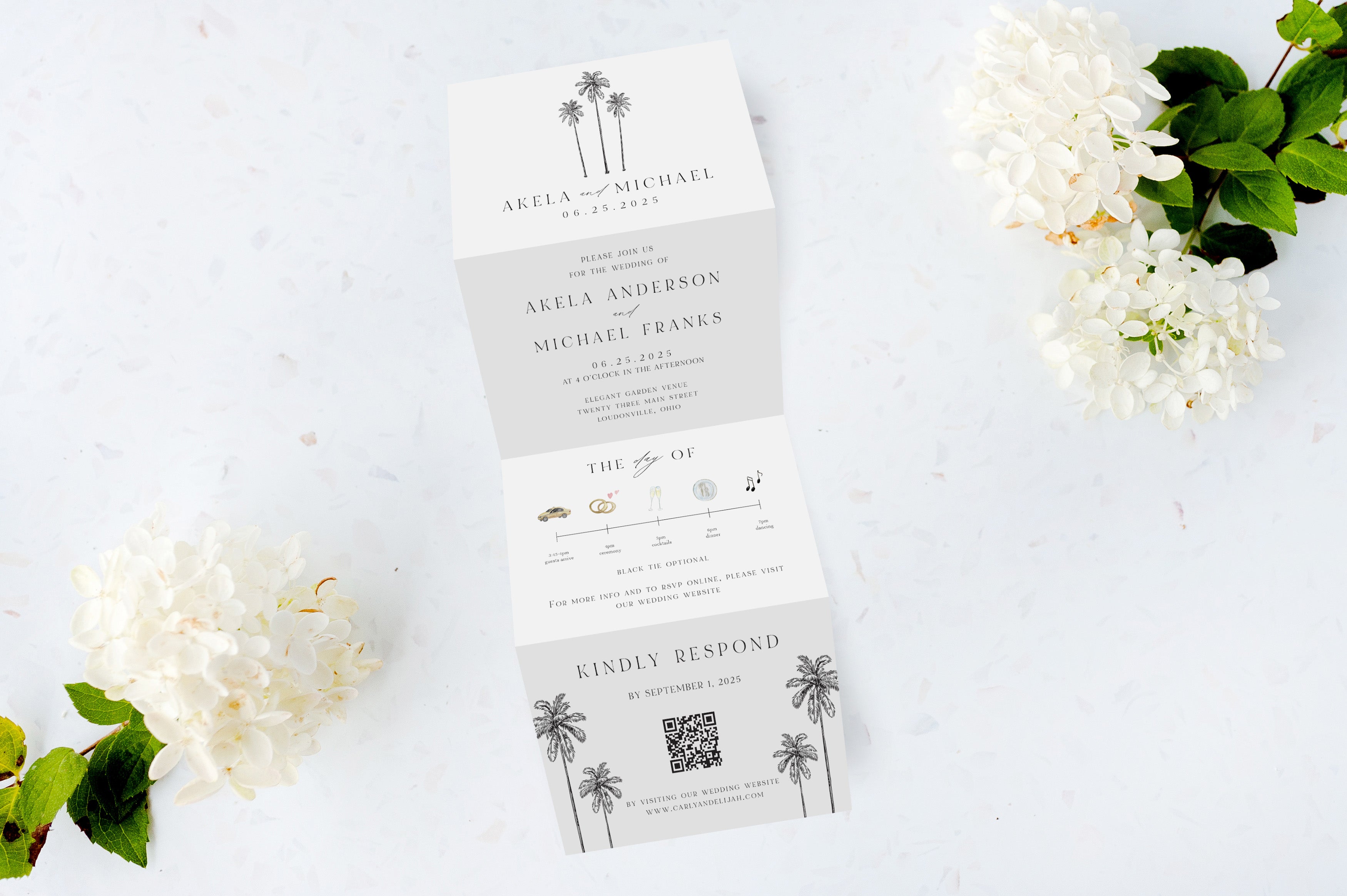 Palm Trees Tri Fold Invitation