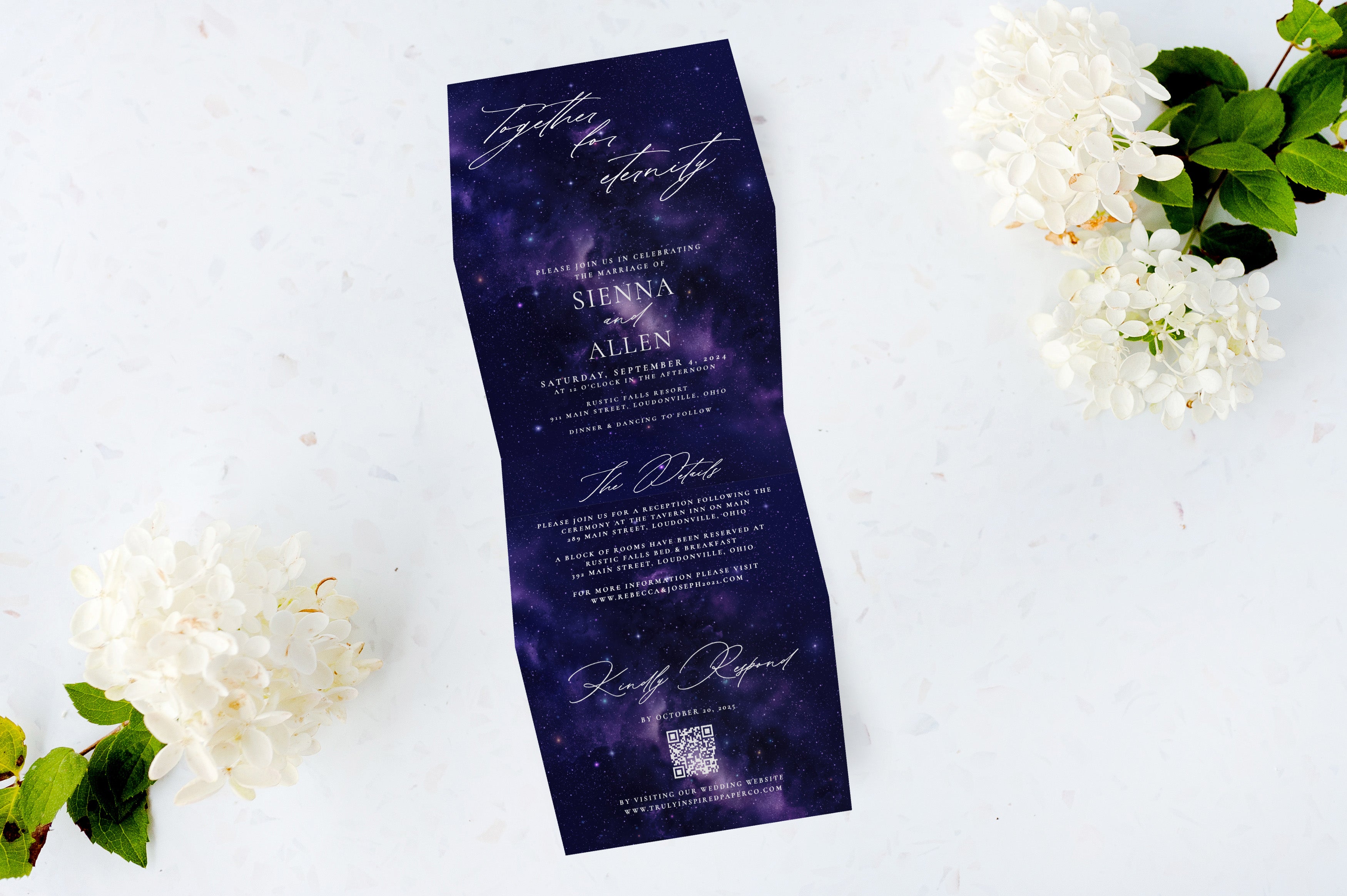 Purple Galaxy Tri Fold Invitation