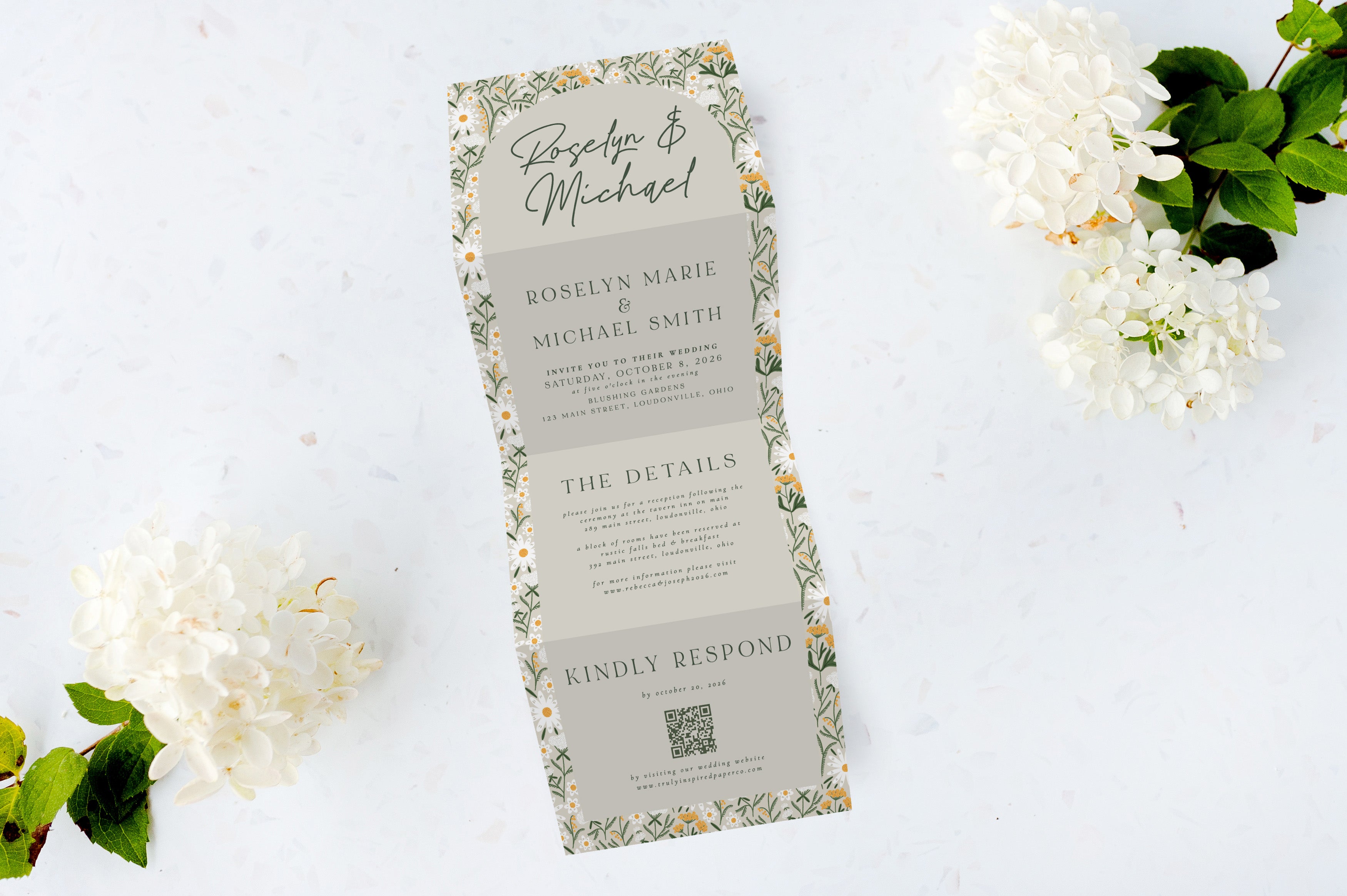 Spring Wildflowers Tri Fold Invitation