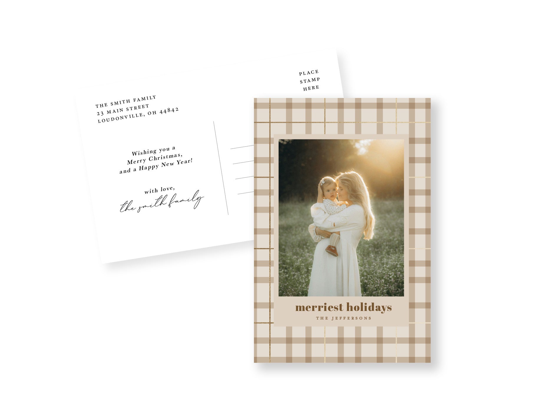 Tan Plaid Postcard