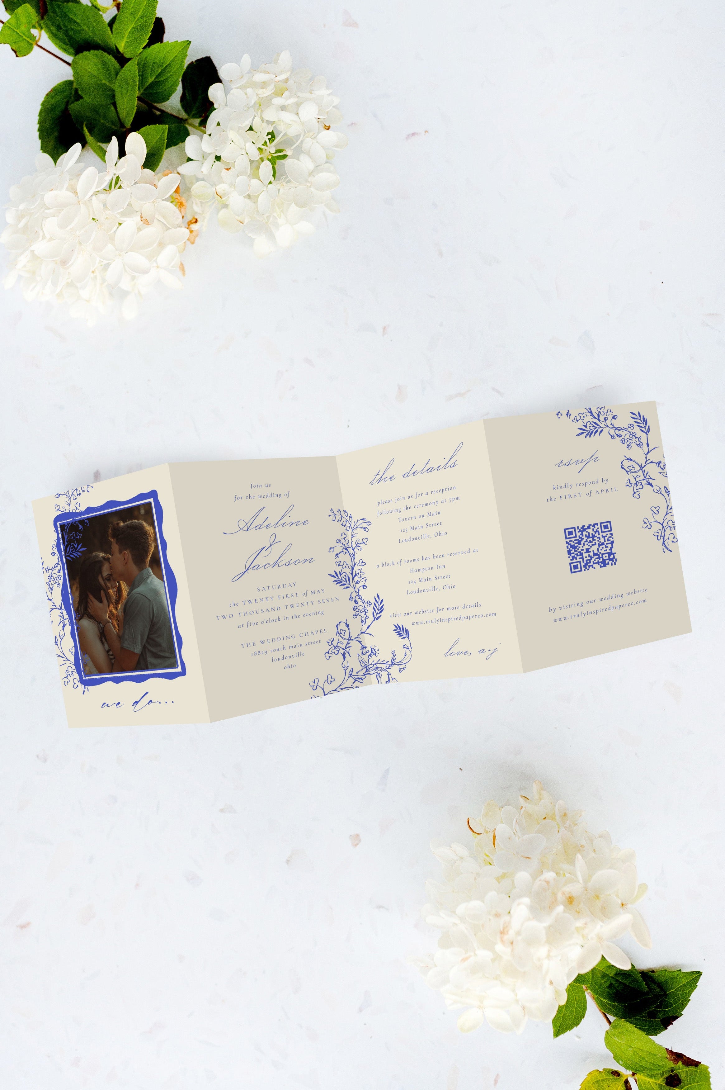 Vintage Chinoiserie Tri Fold Invitation