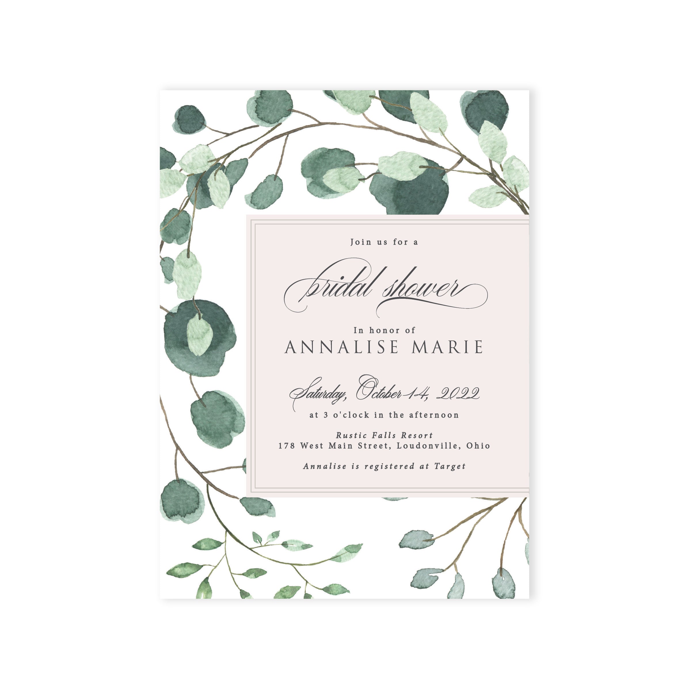 Soft Sage Bridal Shower Invite
