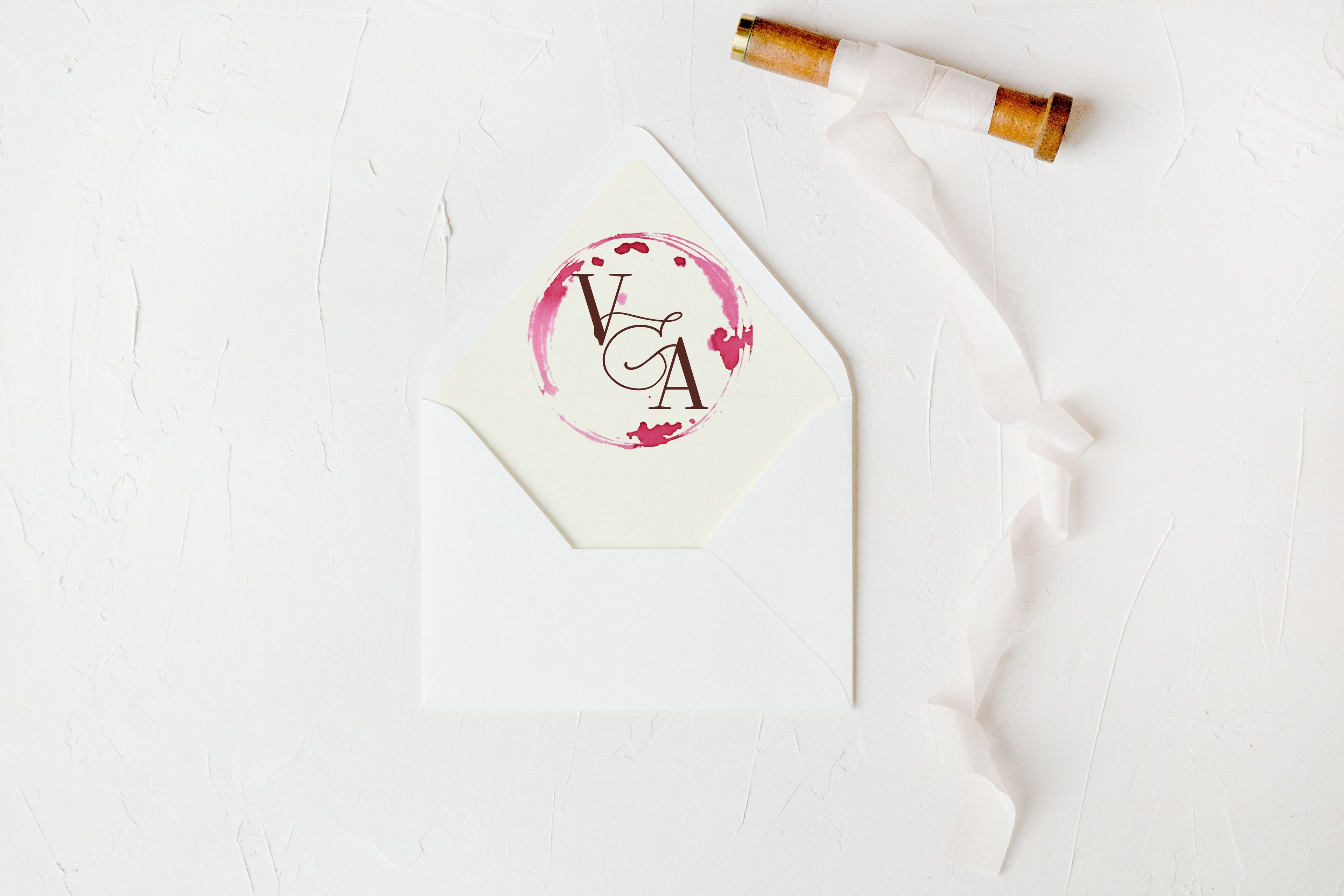 Wine Monogram Envelope Liners