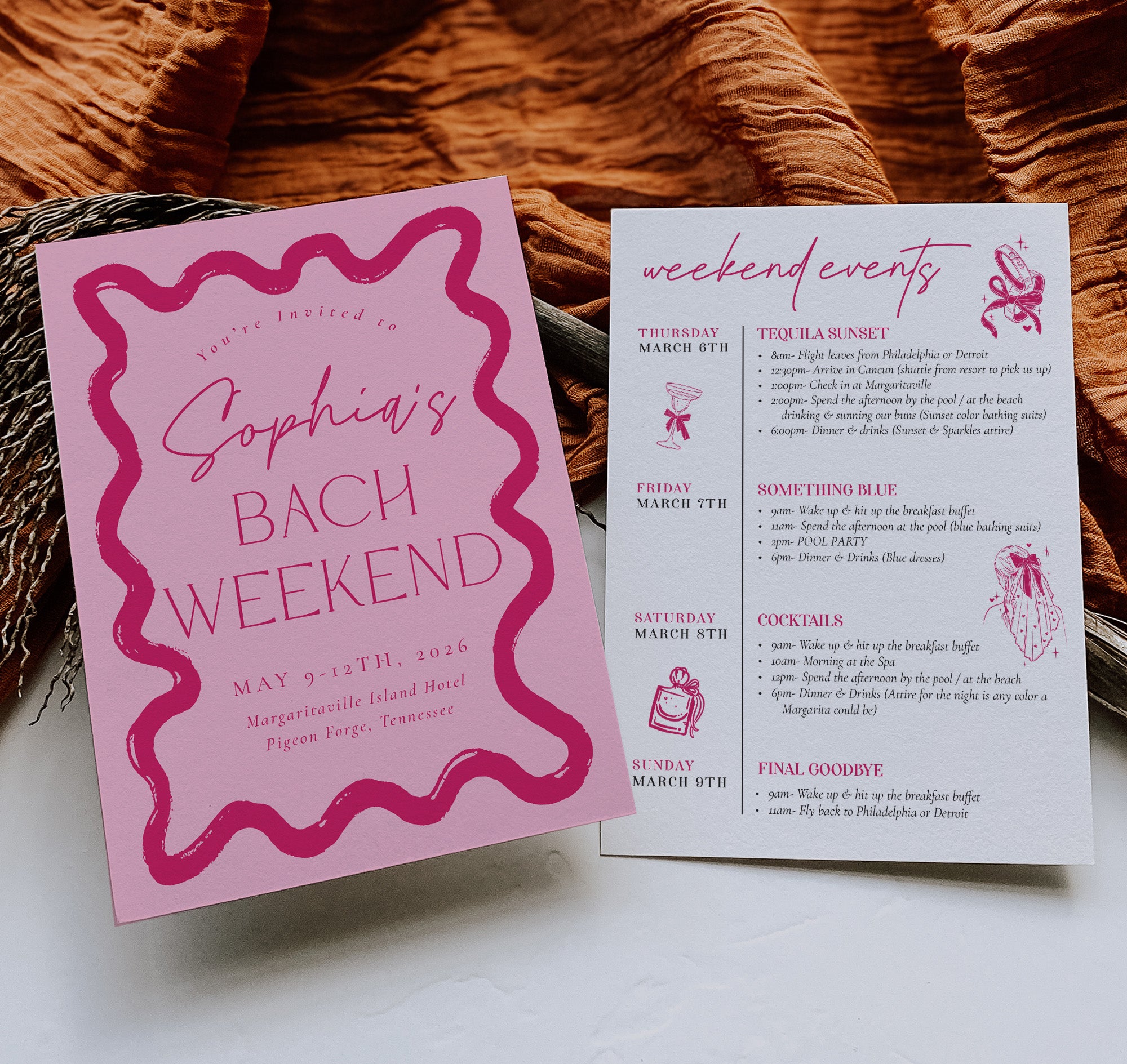 Wavy Hot Pink Bachelorette