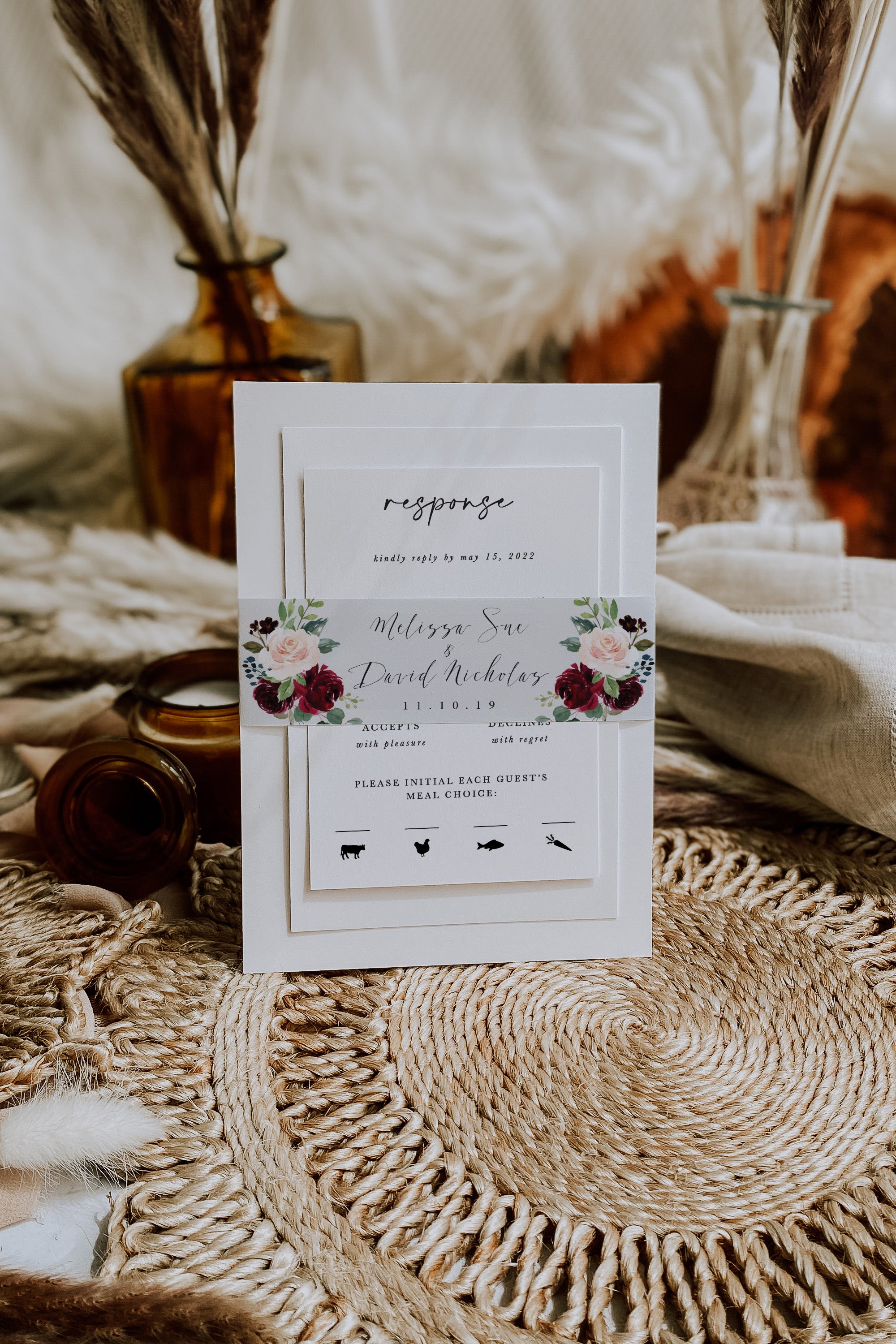 Burgundy Floral Belly Band