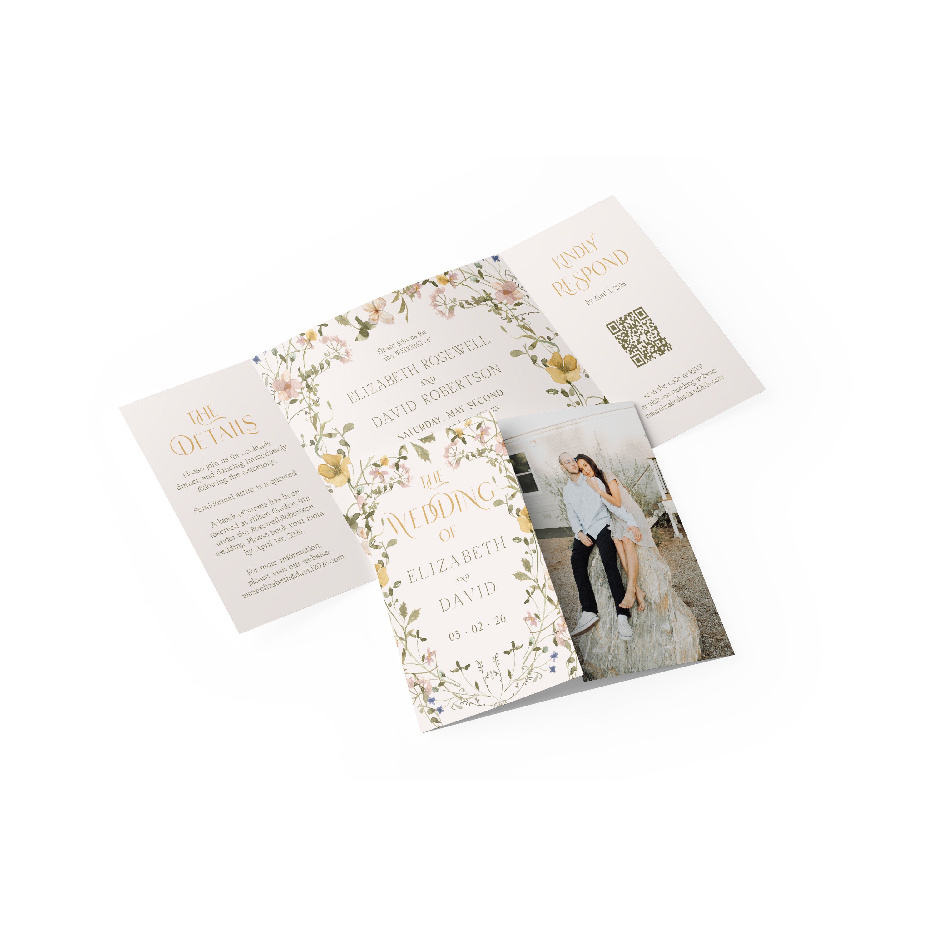 Wildflower Elizabeth Gate Fold Invitation
