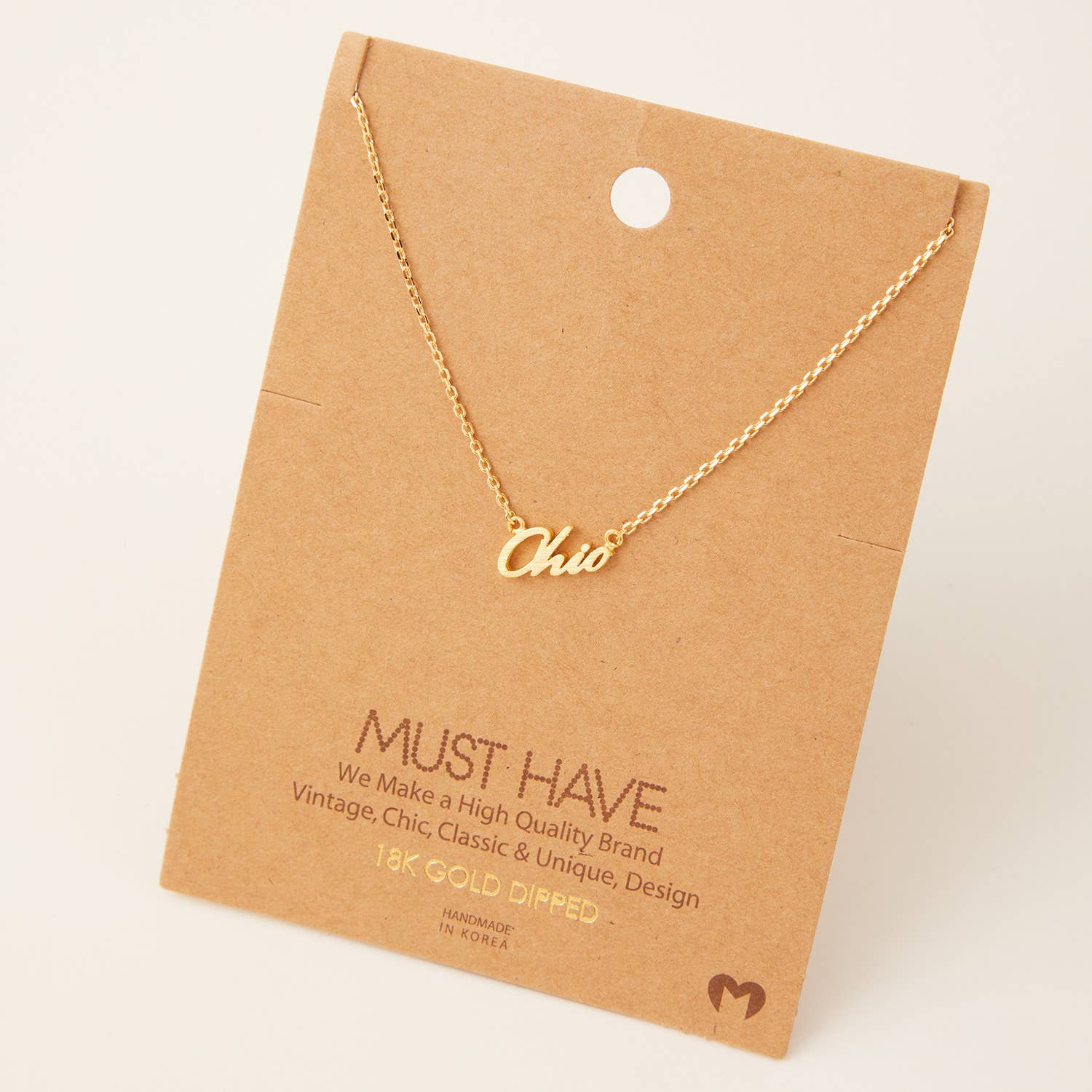 Handwritten Ohio State Pendant Necklace