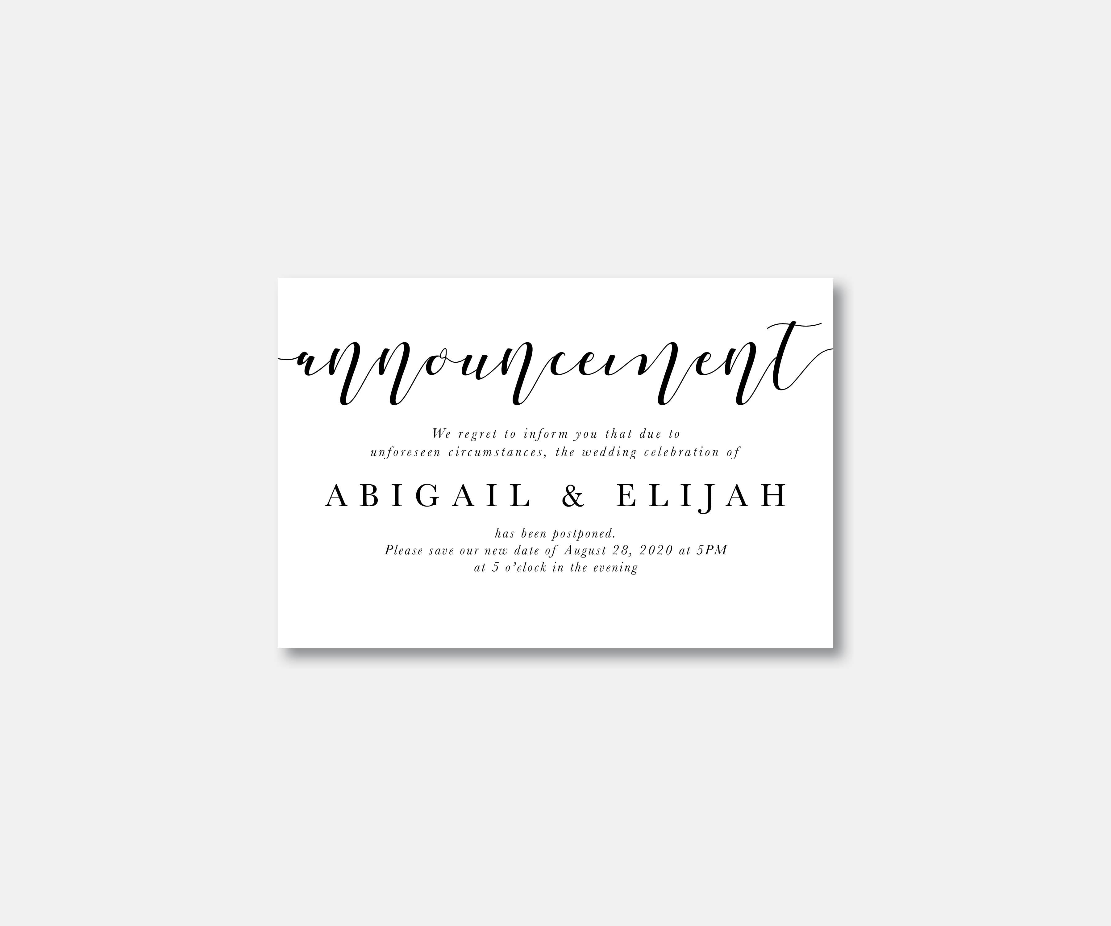 Minimalist Wedding Postcard
