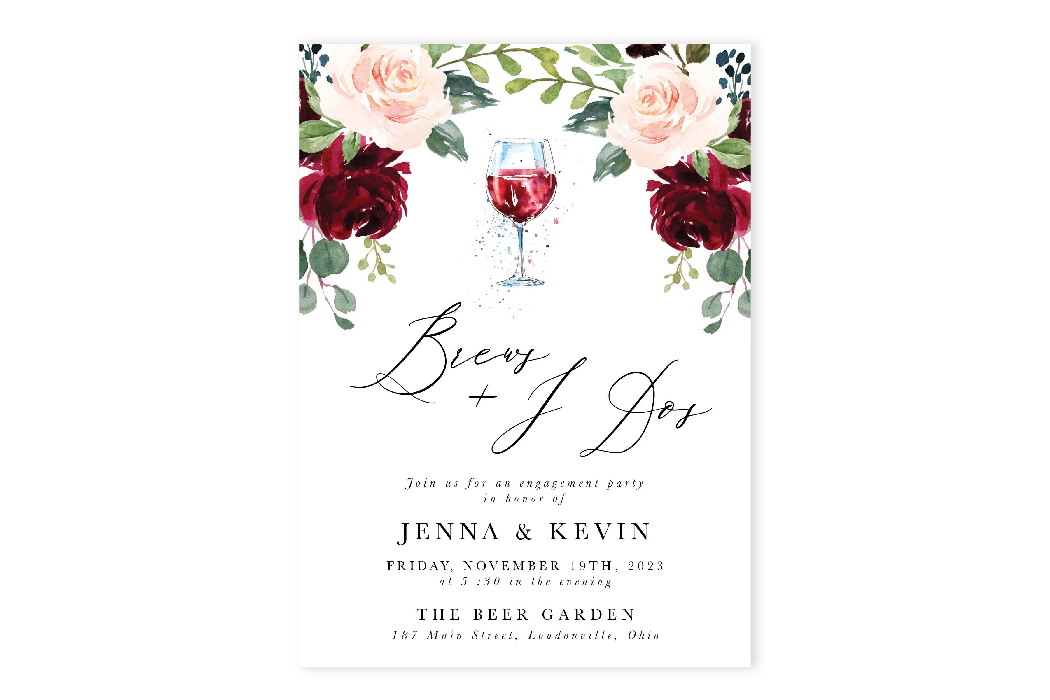 Burgundy Engagement Party Invitation