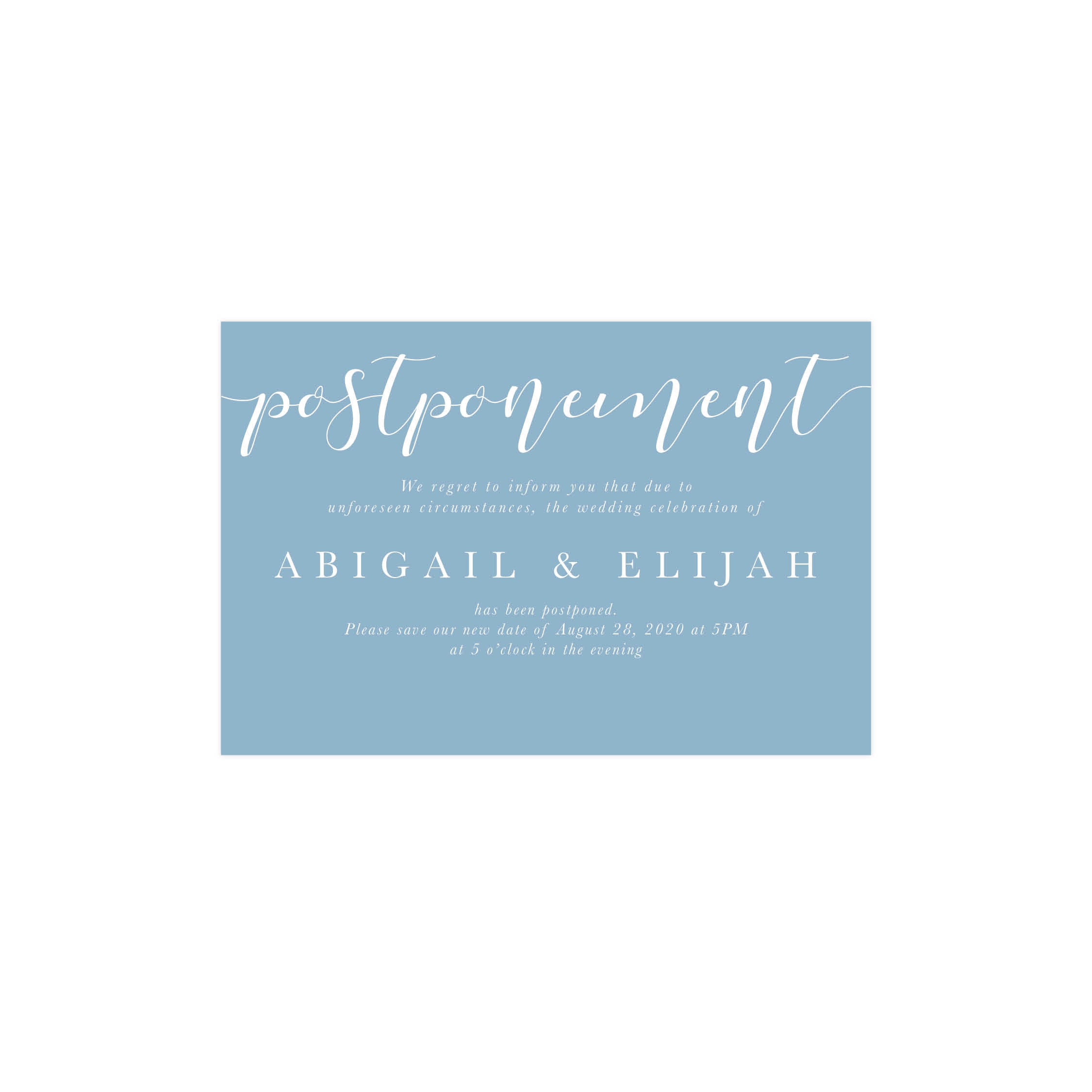 Dusty Blue Wedding Postcard