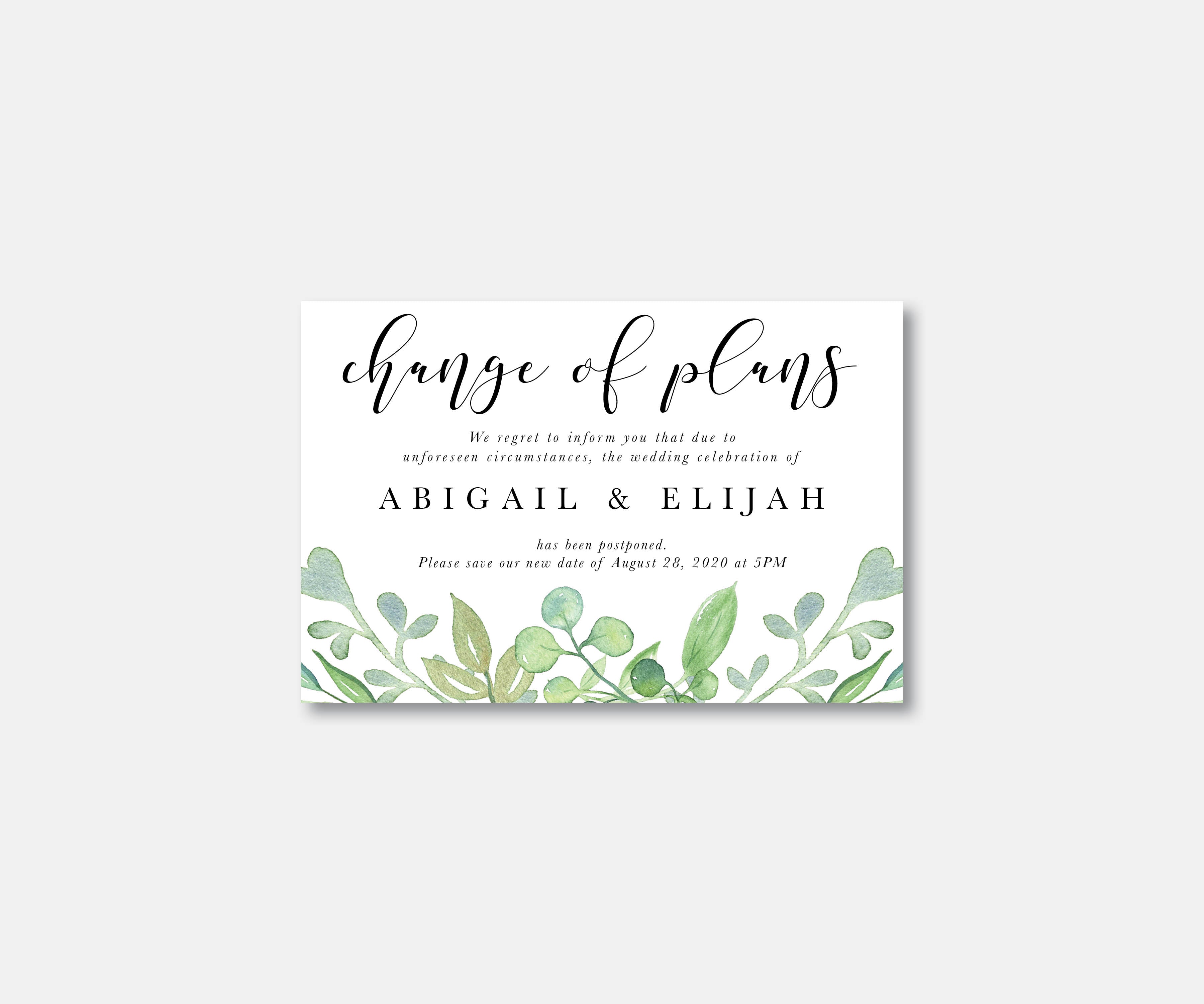 Soft Greenery Wedding Postcard