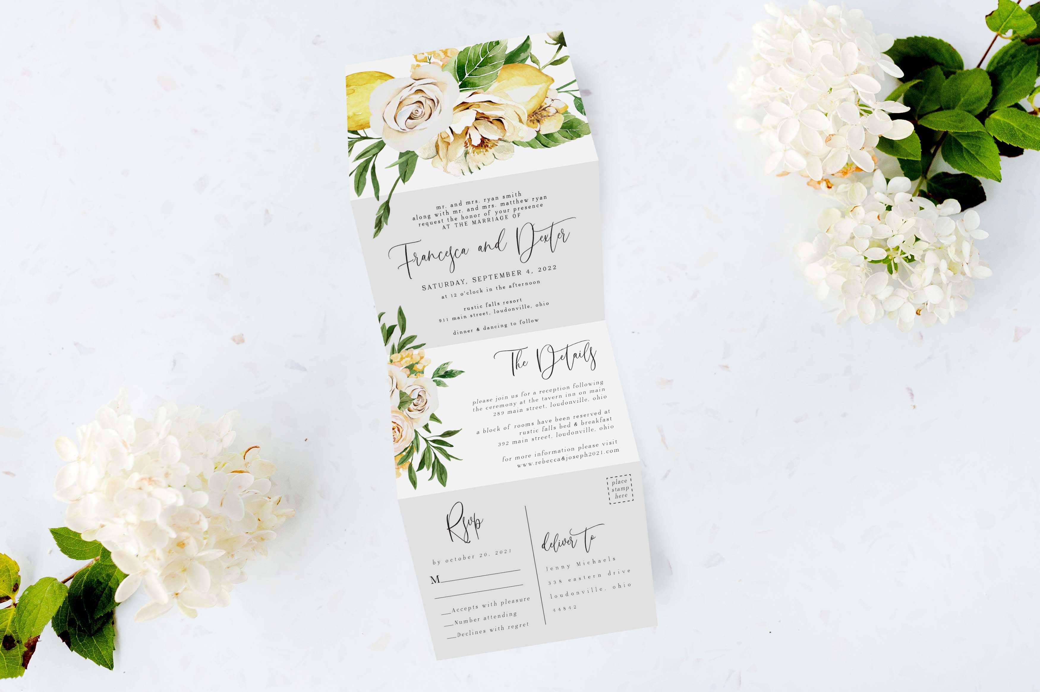 Mediterranean Tri Fold Invitation