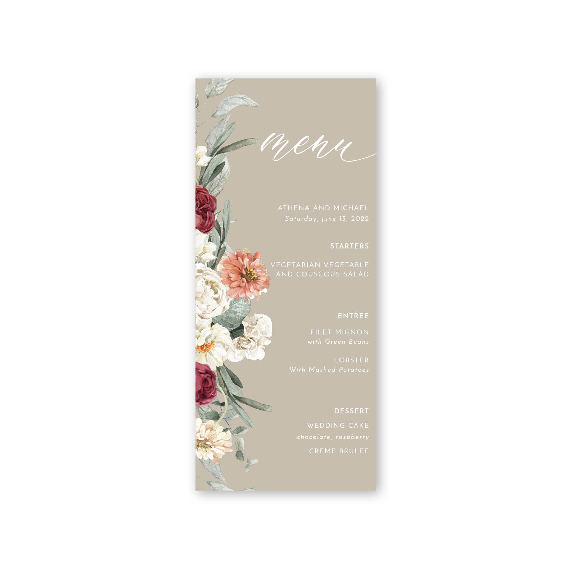 Ophelia Menu