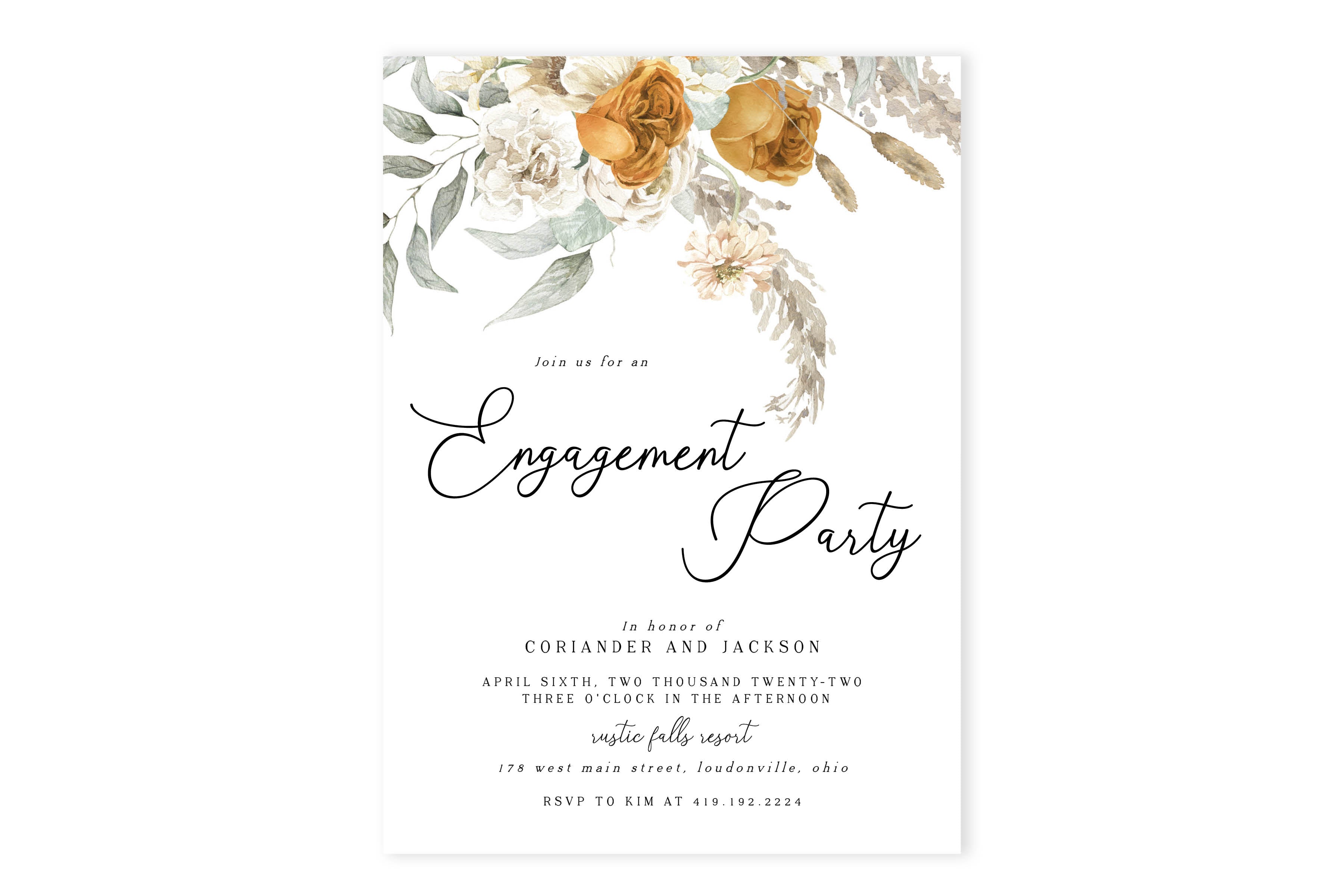 Orange Boho Engagement Party Invitation