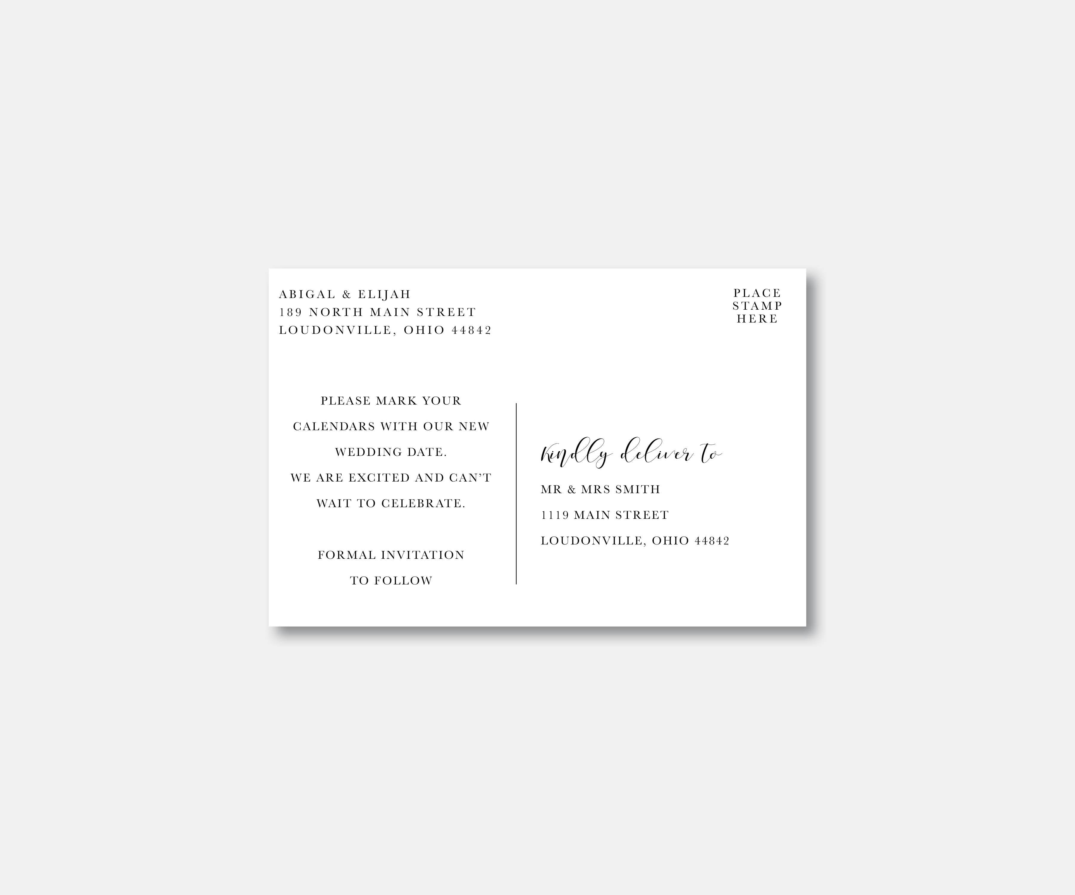 Samantha Script Wedding Postcard