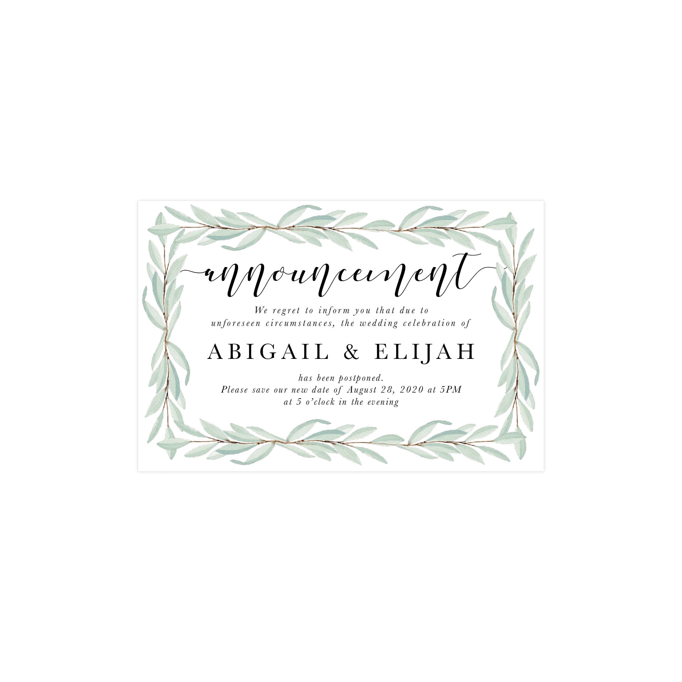 Sage Wedding Postcard