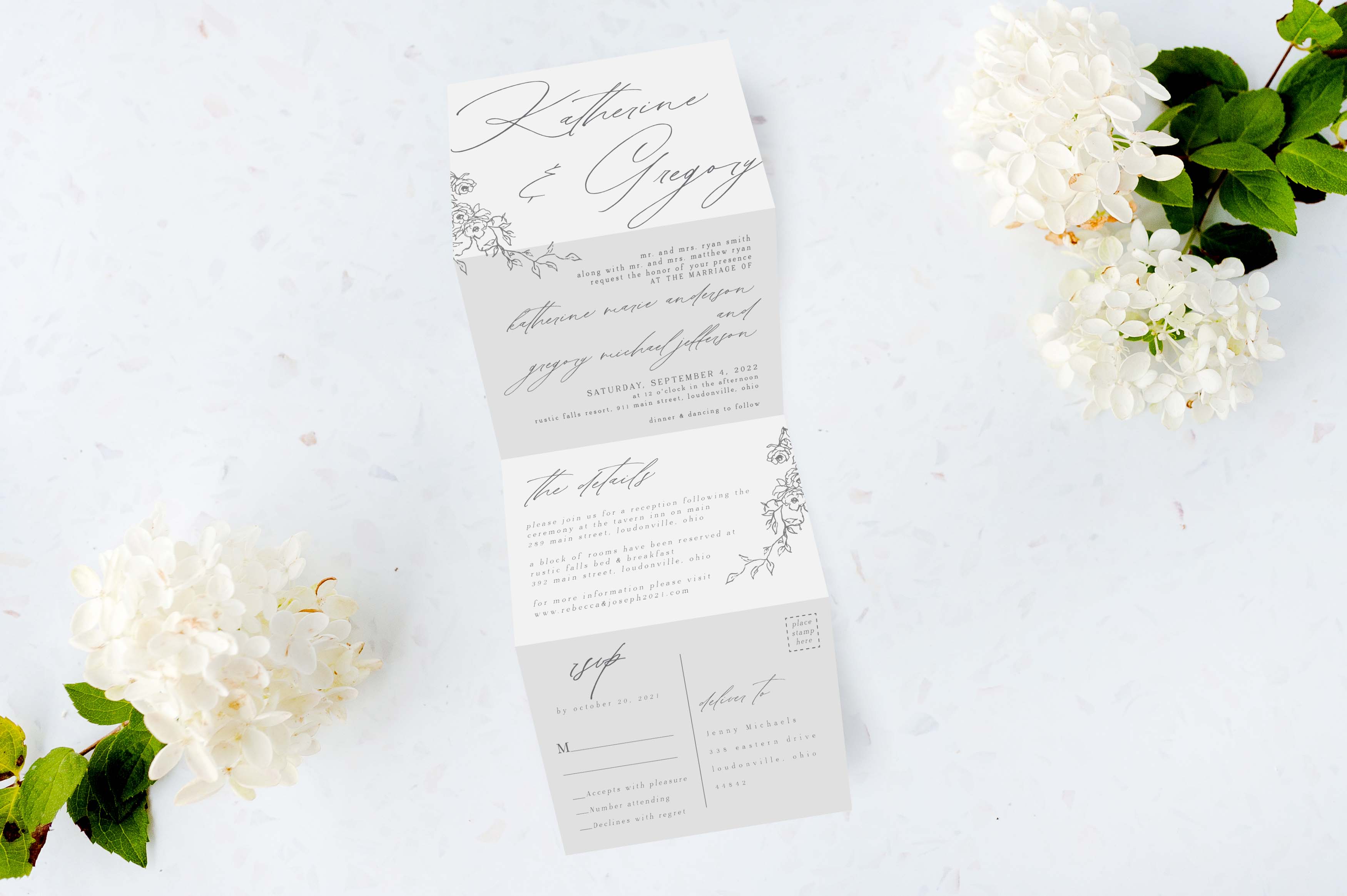 Simple Vines Tri Fold Invitation