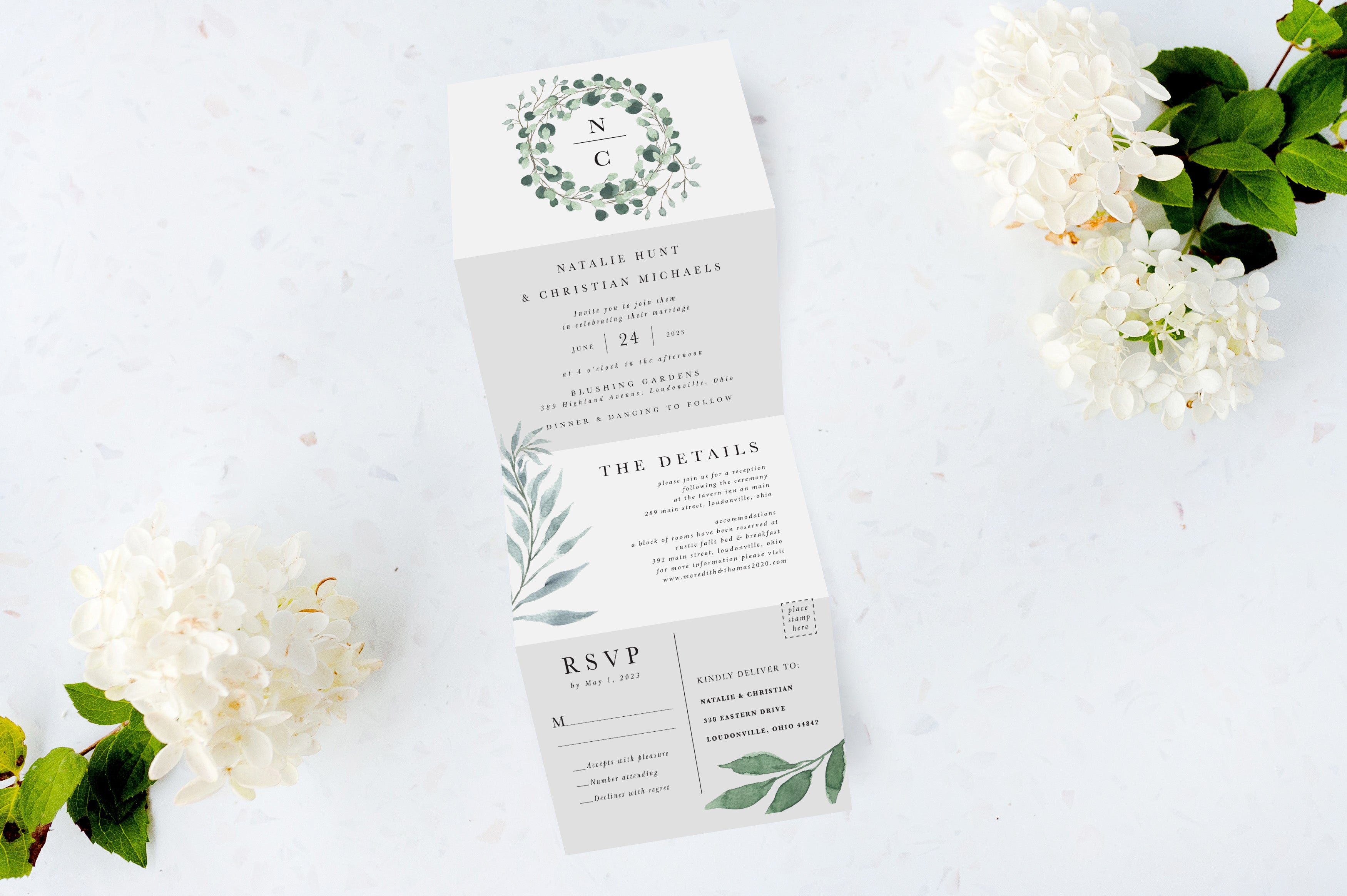 Soft Sage Tri Fold Invitation