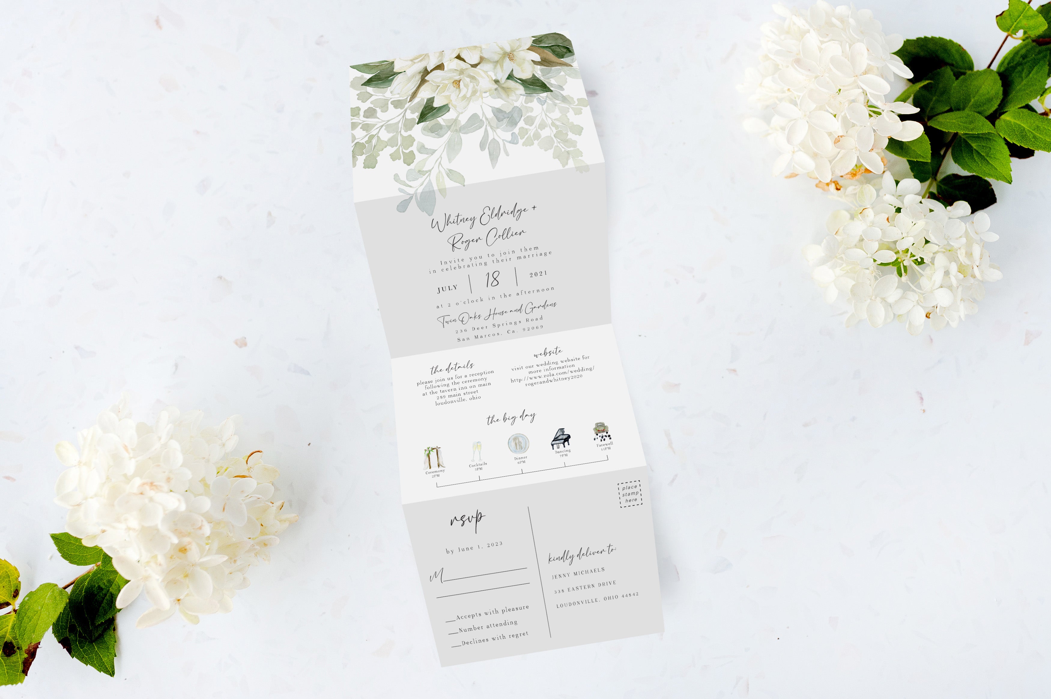Magnolia Tri Fold Invitation