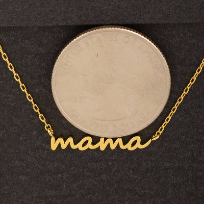 Secret Box Gold Dipped Dainty Mama Pendant Necklace: GD
