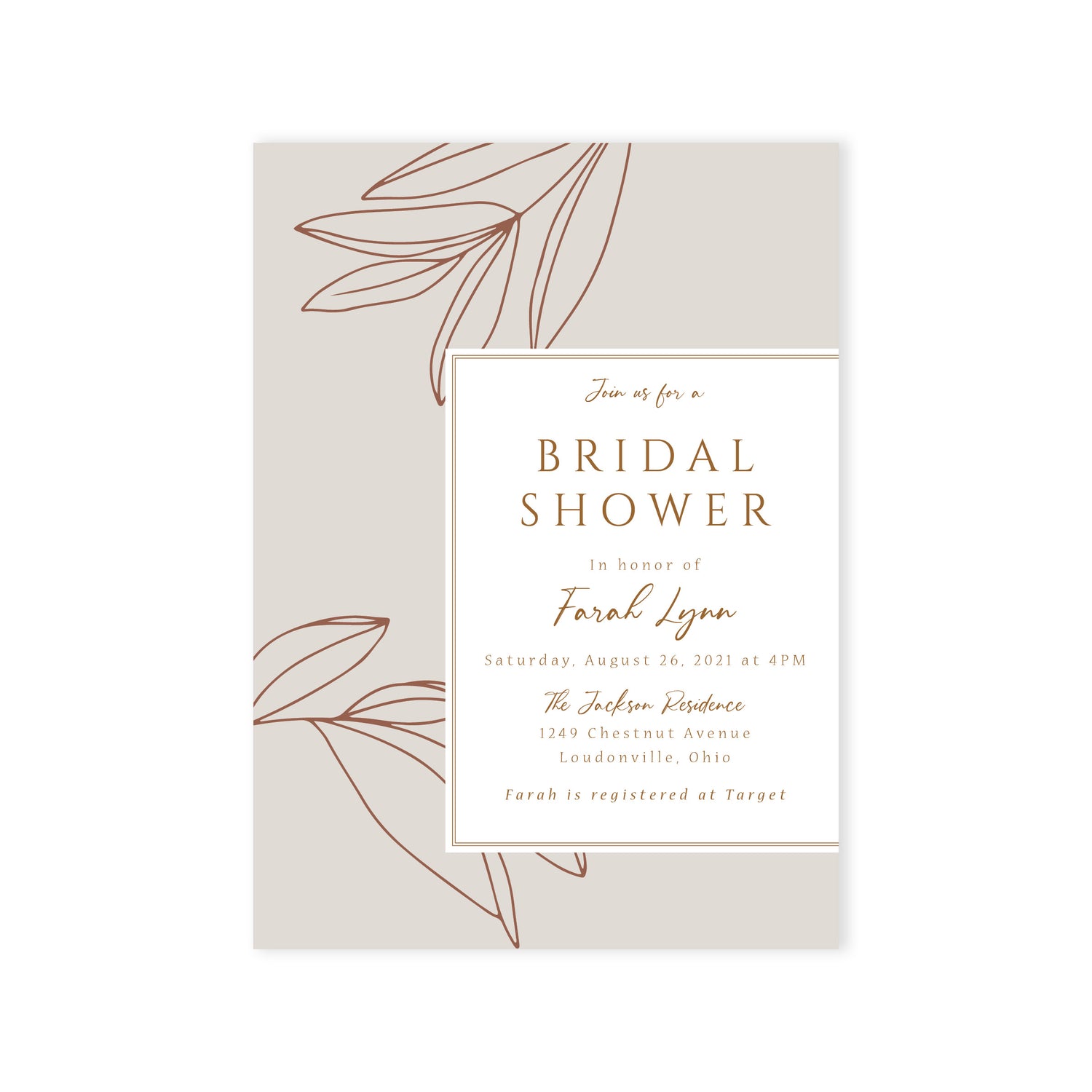 Abstract Leaves Bridal Shower Invite